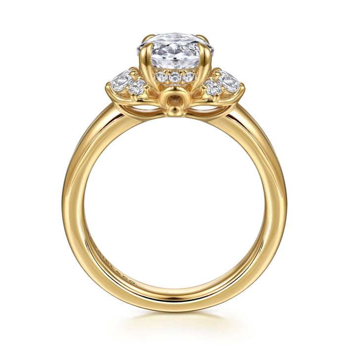 Gabriel & Co. 14K Yellow Gold Oval Lotus Diamond Engagement Ring Mounting