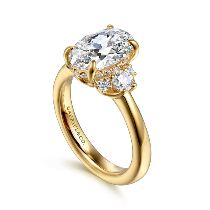 Gabriel & Co. 14K Yellow Gold Oval Lotus Diamond Engagement Ring Mounting