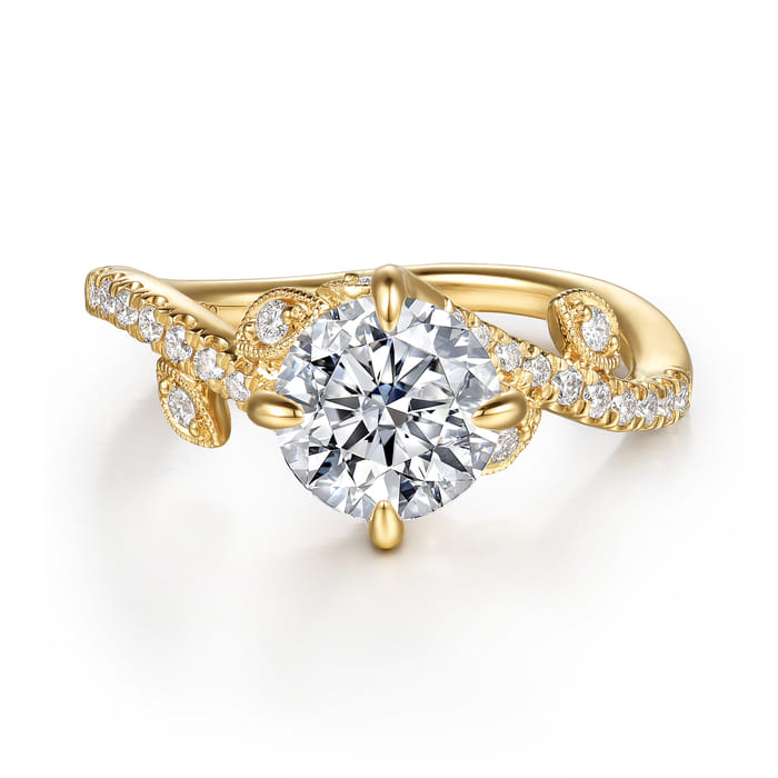 Gabriel & Co. Darcie 14K Yellow Gold Floral Diamond Engagement Ring Mounting