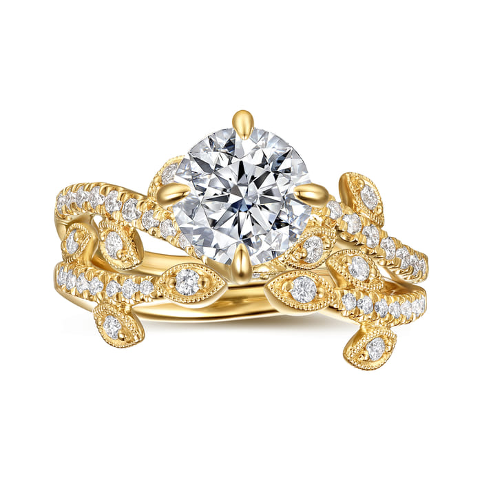 Gabriel & Co. Darcie 14K Yellow Gold Floral Diamond Engagement Ring Mounting