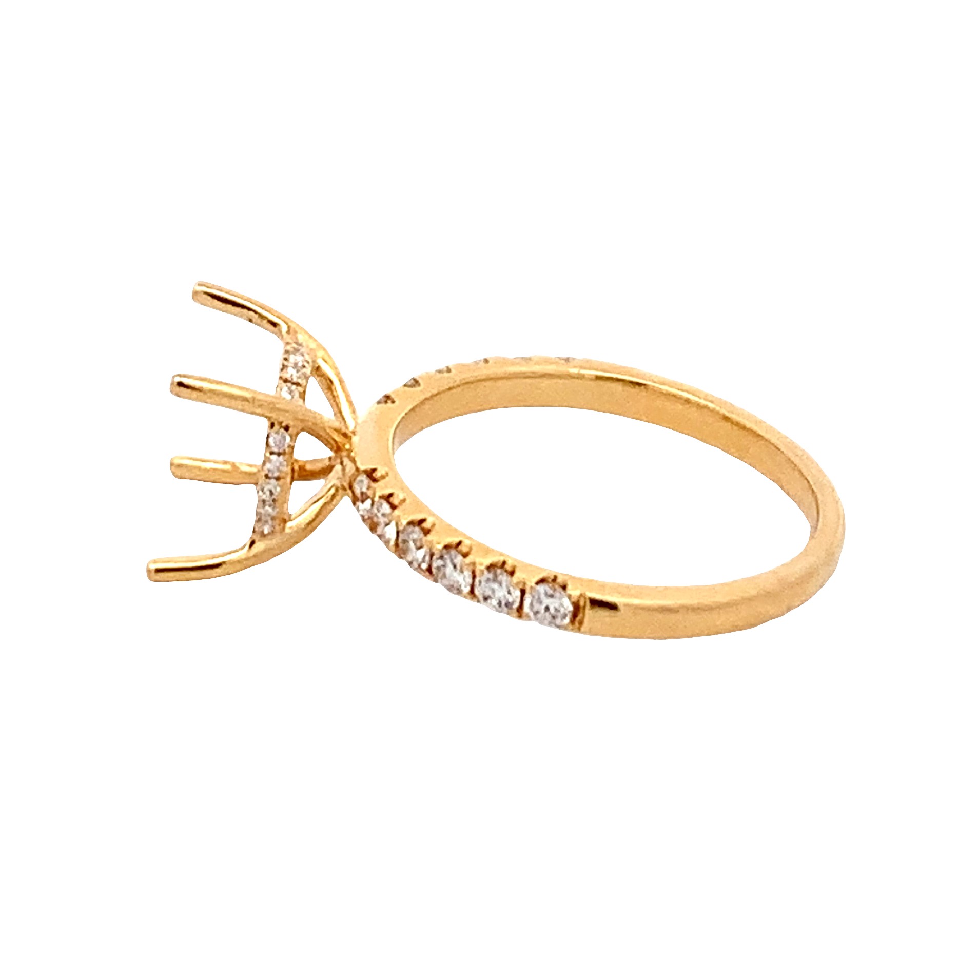 18K Yellow Gold Diamond Semi-Mount Engagement Ring with 32 Round Diamonds 0.41 CTW G VS1-VS2 Size 6.25
Head 3.5ct