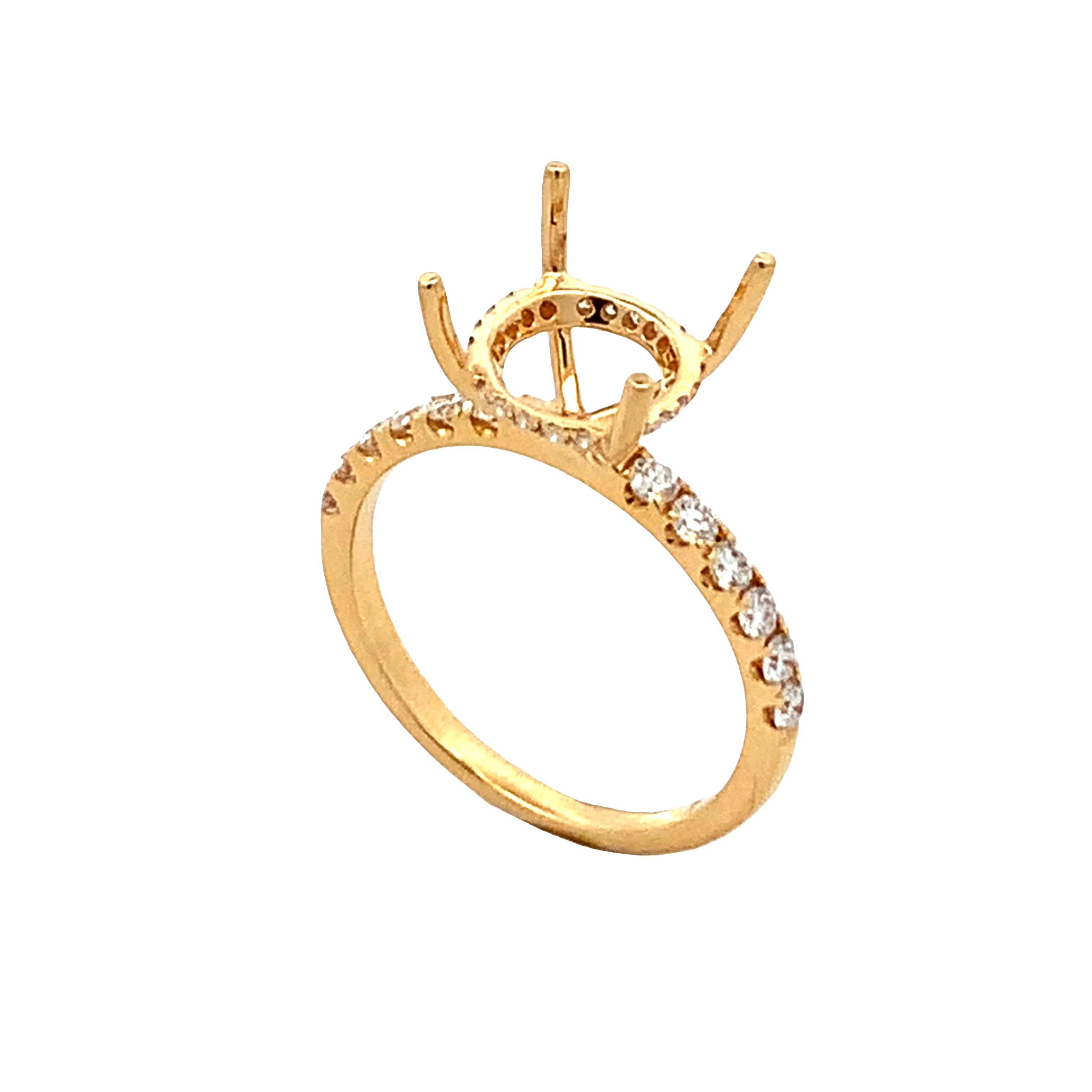 18K Yellow Gold Diamond Semi-Mount Engagement Ring with 32 Round Diamonds 0.41 CTW G VS1-VS2 Size 6.25
Head 3.5ct