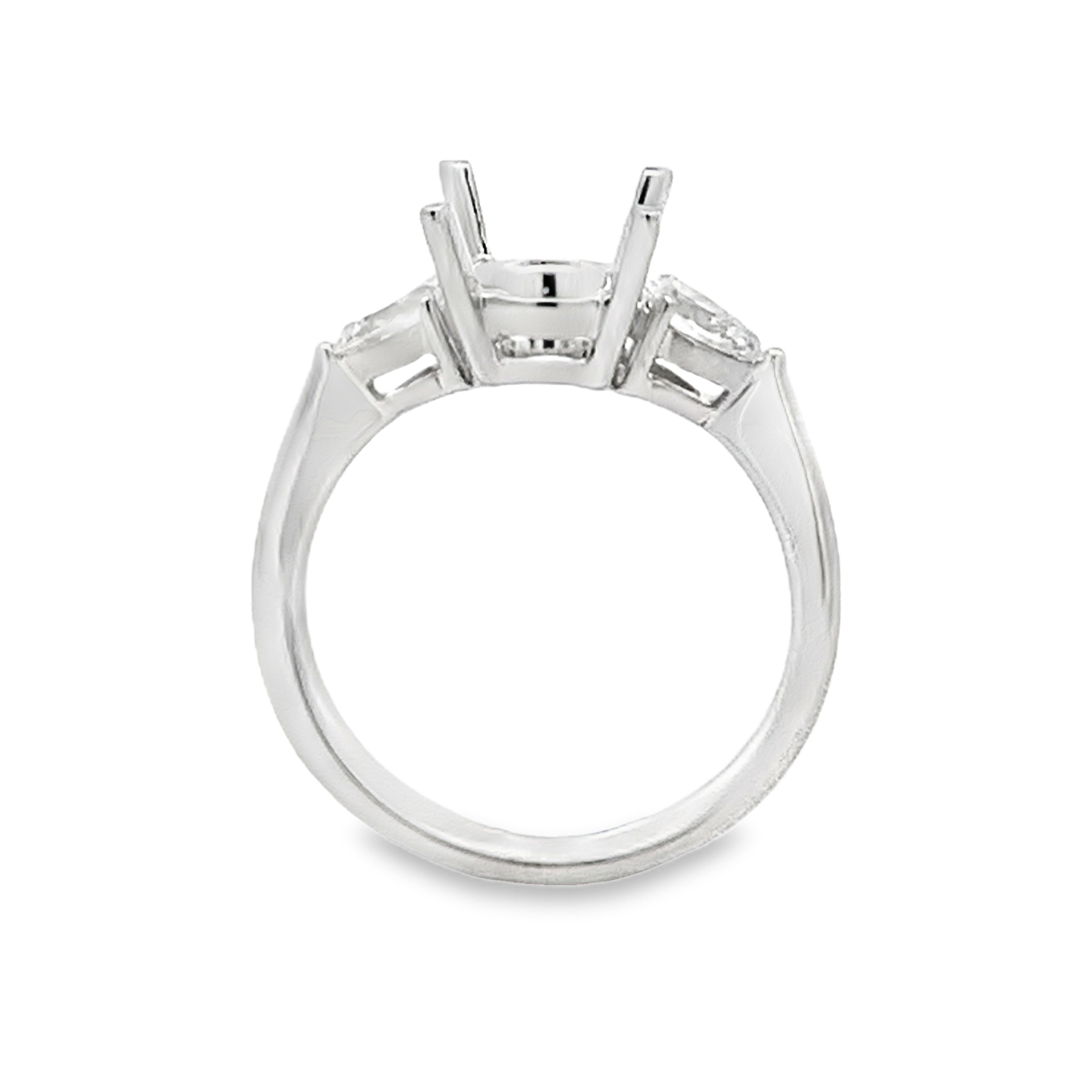 18K White Gold Diamond 3 Stone Semi-Mount Engagement Ring