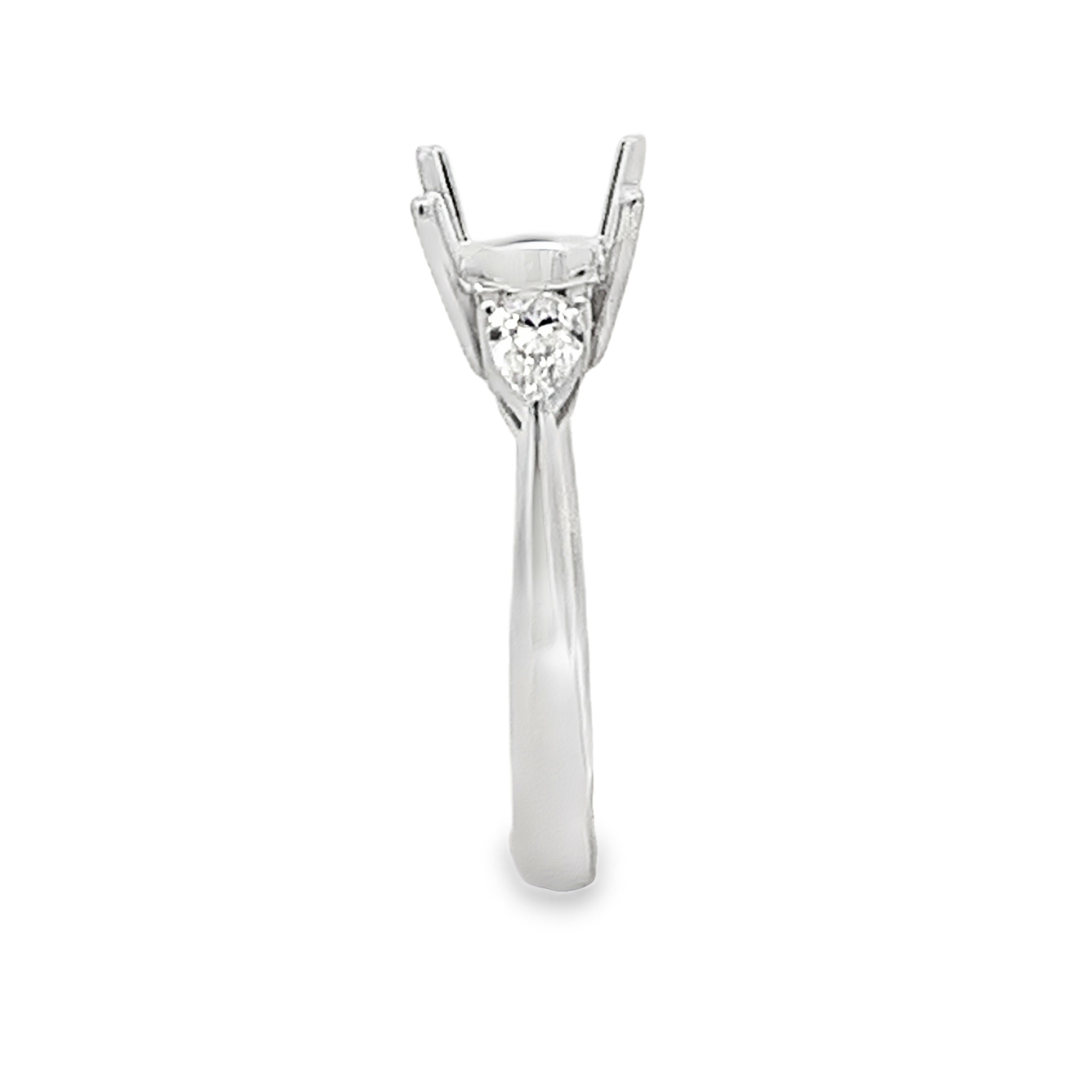 18K White Gold Diamond 3 Stone Semi-Mount Engagement Ring