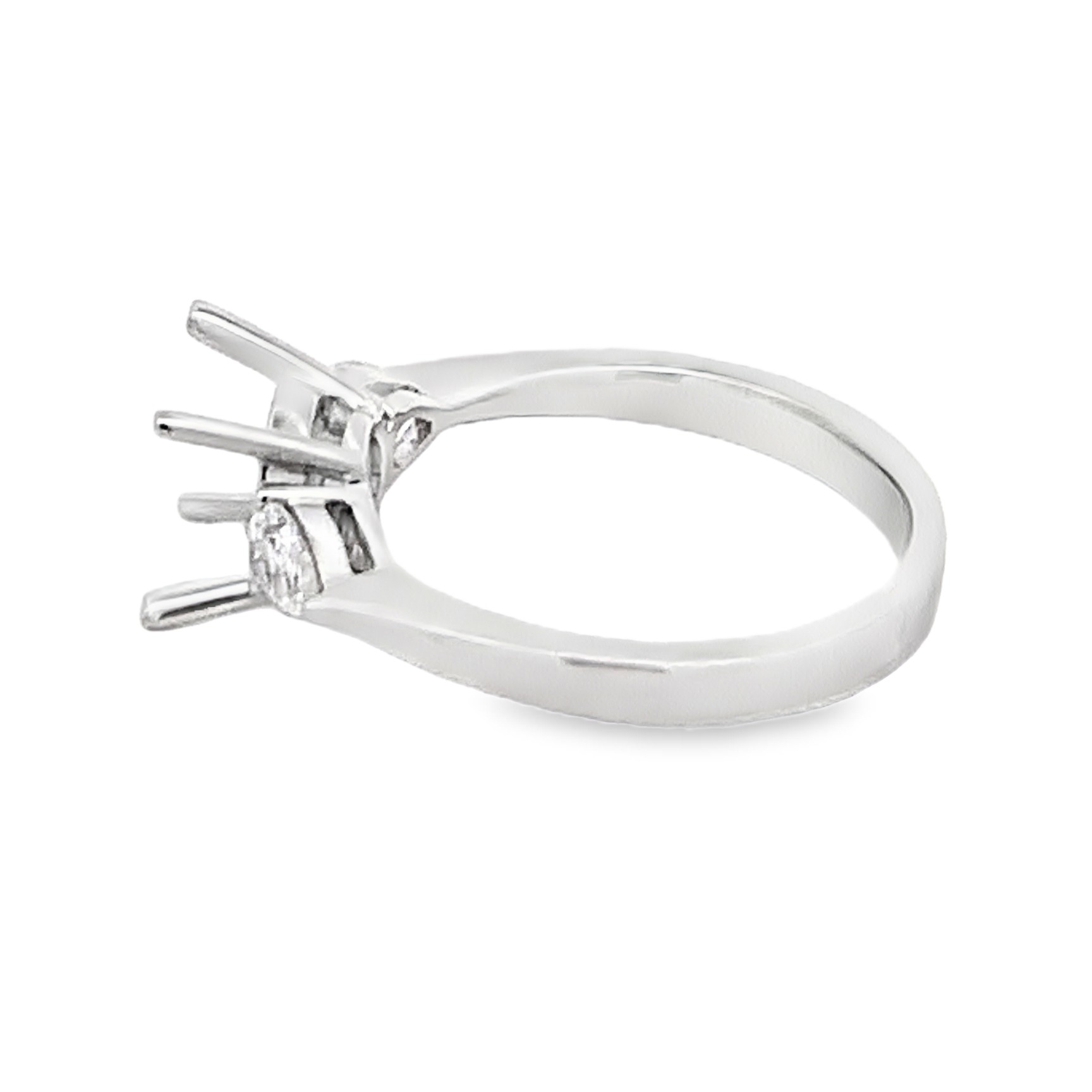 18K White Gold Diamond 3 Stone Semi-Mount Engagement Ring