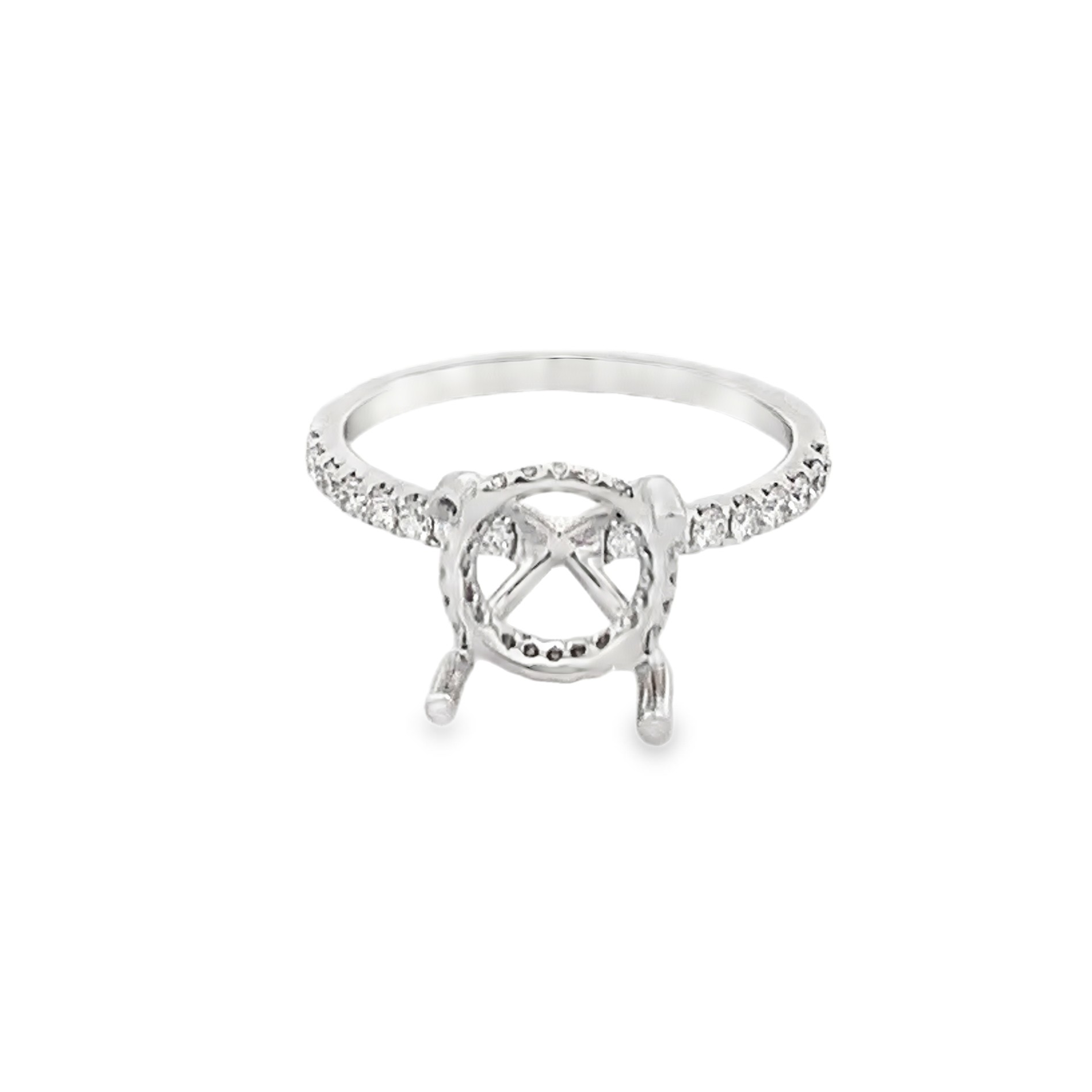 18K White Gold Diamond Semi-Mount Ring with 36 Round Diamonds 0.34 CTW G SI1 - SI2 Size 6.25
Head 4 ct
