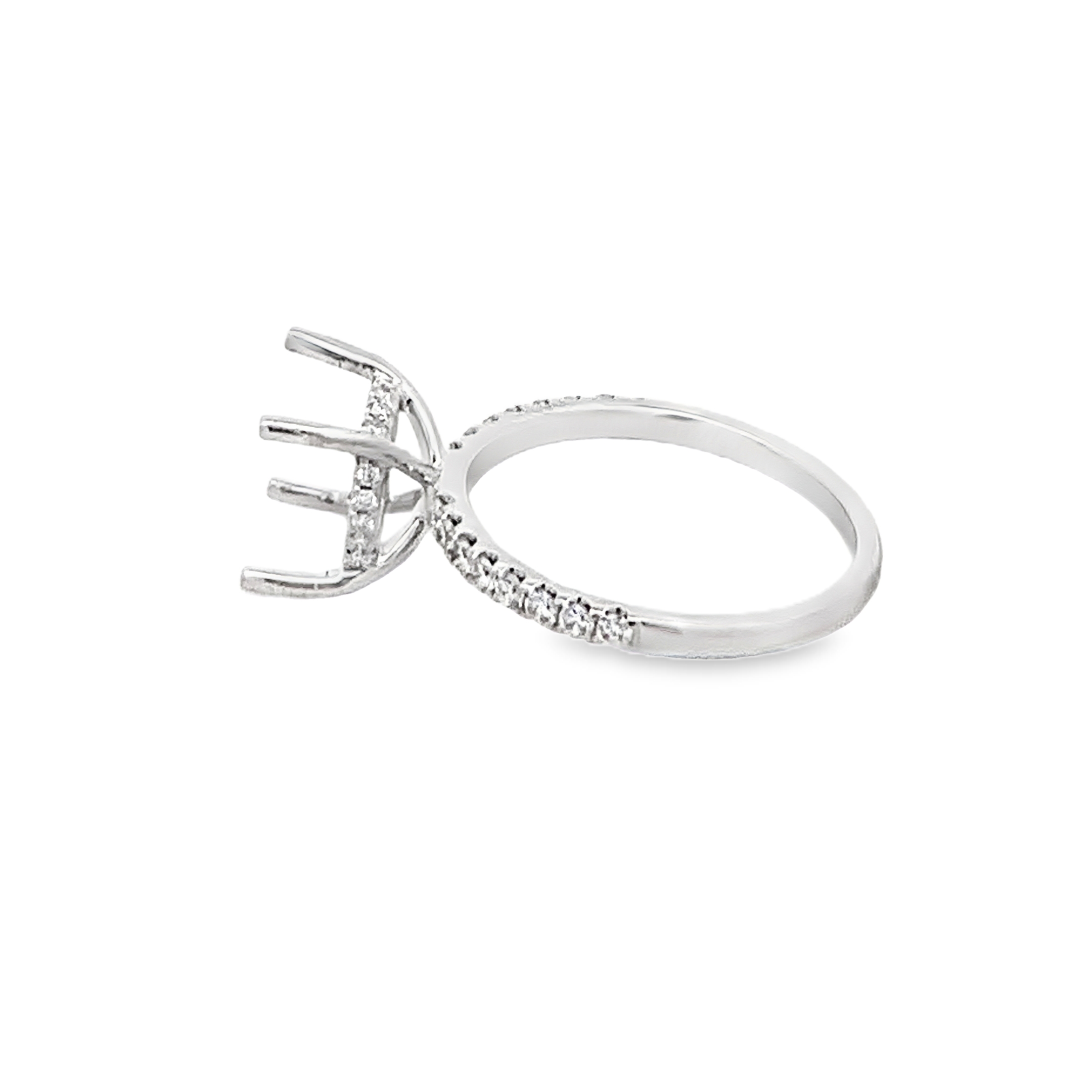 18K White Gold Diamond Semi-Mount Ring with 36 Round Diamonds 0.34 CTW G SI1 - SI2 Size 6.25
Head 4 ct