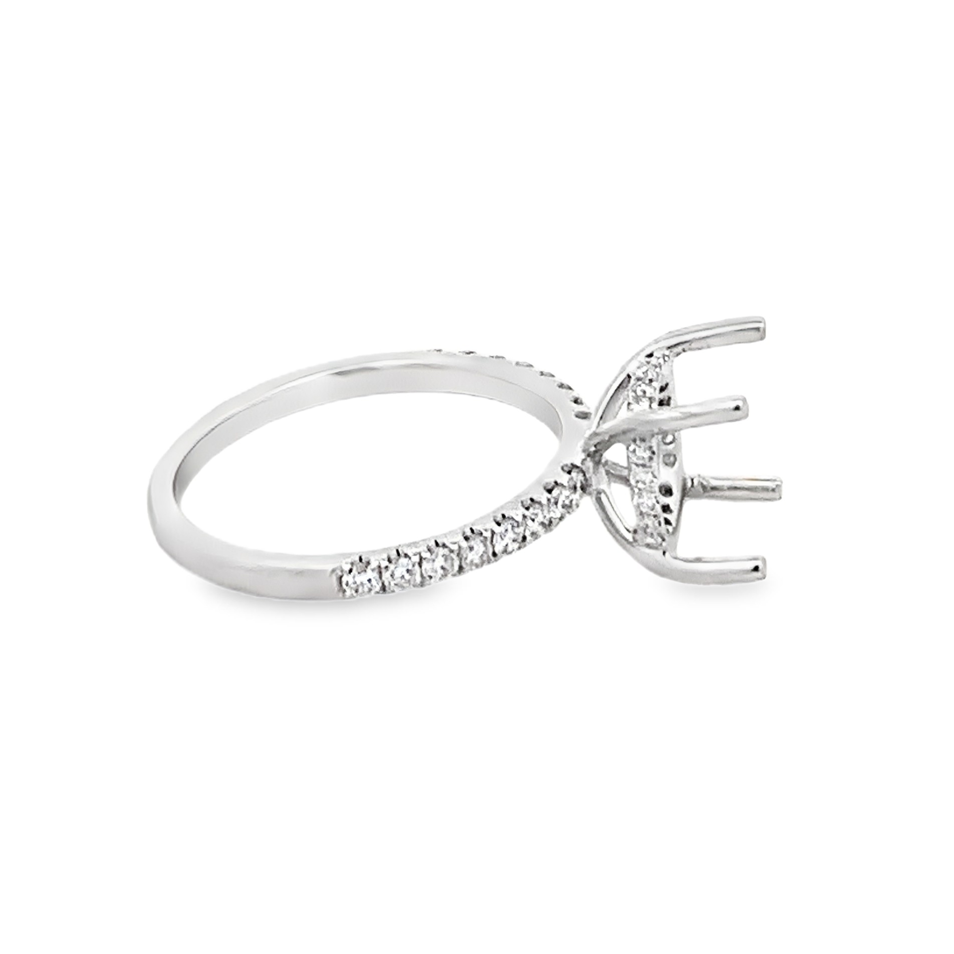 18K White Gold Diamond Semi-Mount Ring with 36 Round Diamonds 0.34 CTW G SI1 - SI2 Size 6.25
Head 4 ct