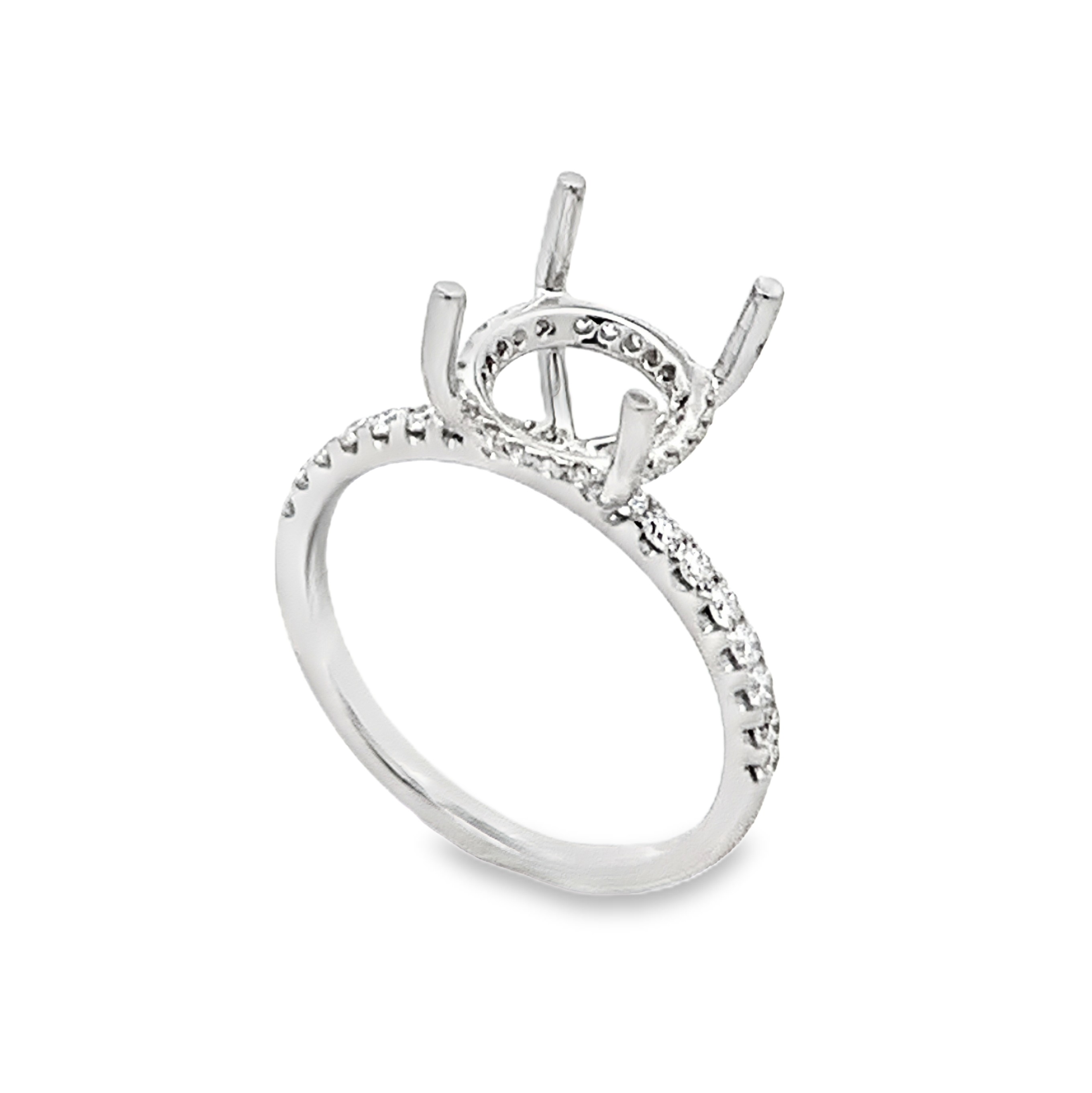 18K White Gold Diamond Semi-Mount Ring with 36 Round Diamonds 0.34 CTW G SI1 - SI2 Size 6.25
Head 4 ct