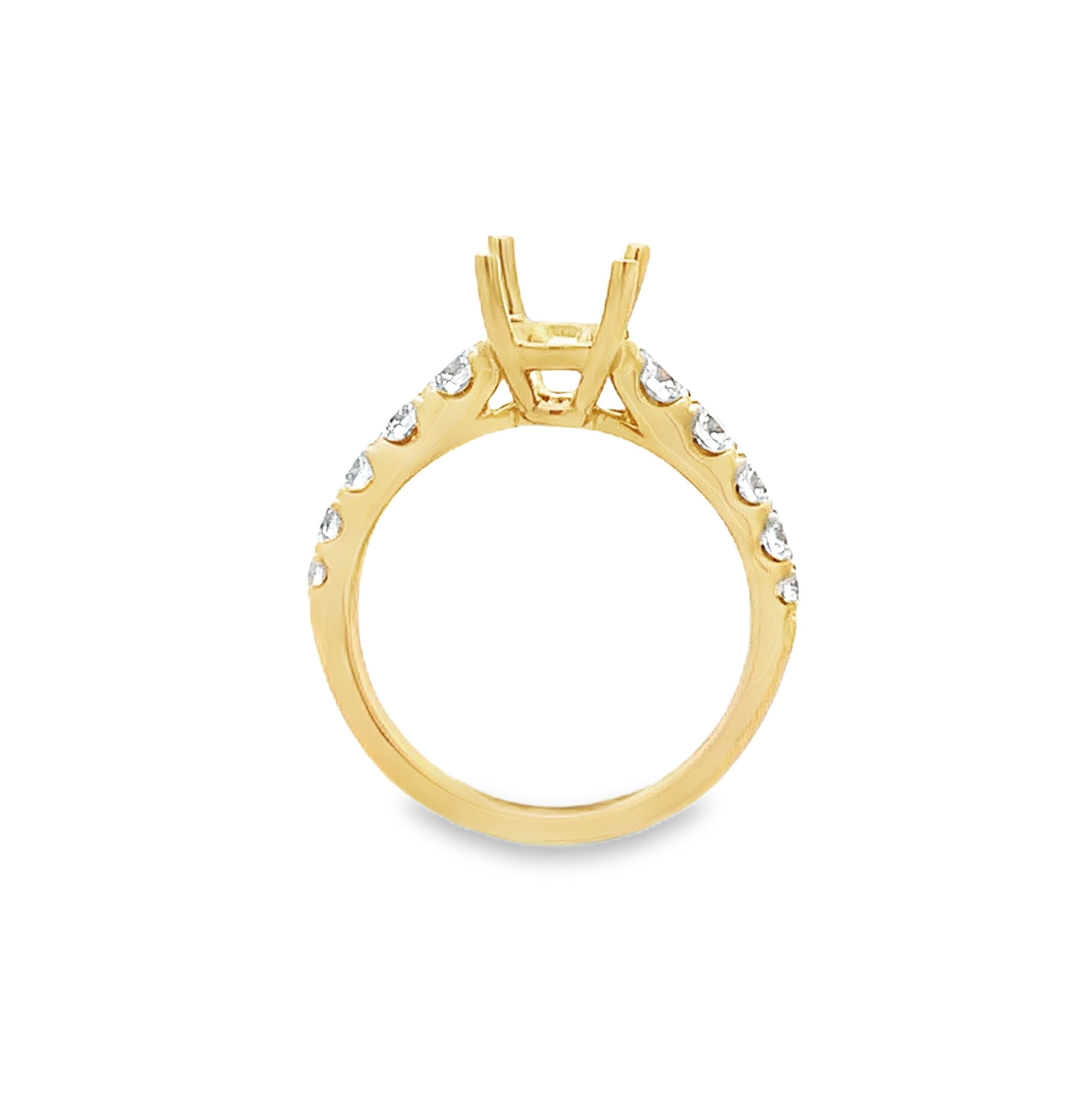 18K Yellow Gold Diamond Oval Center Semi-Mount Engagement Ring
