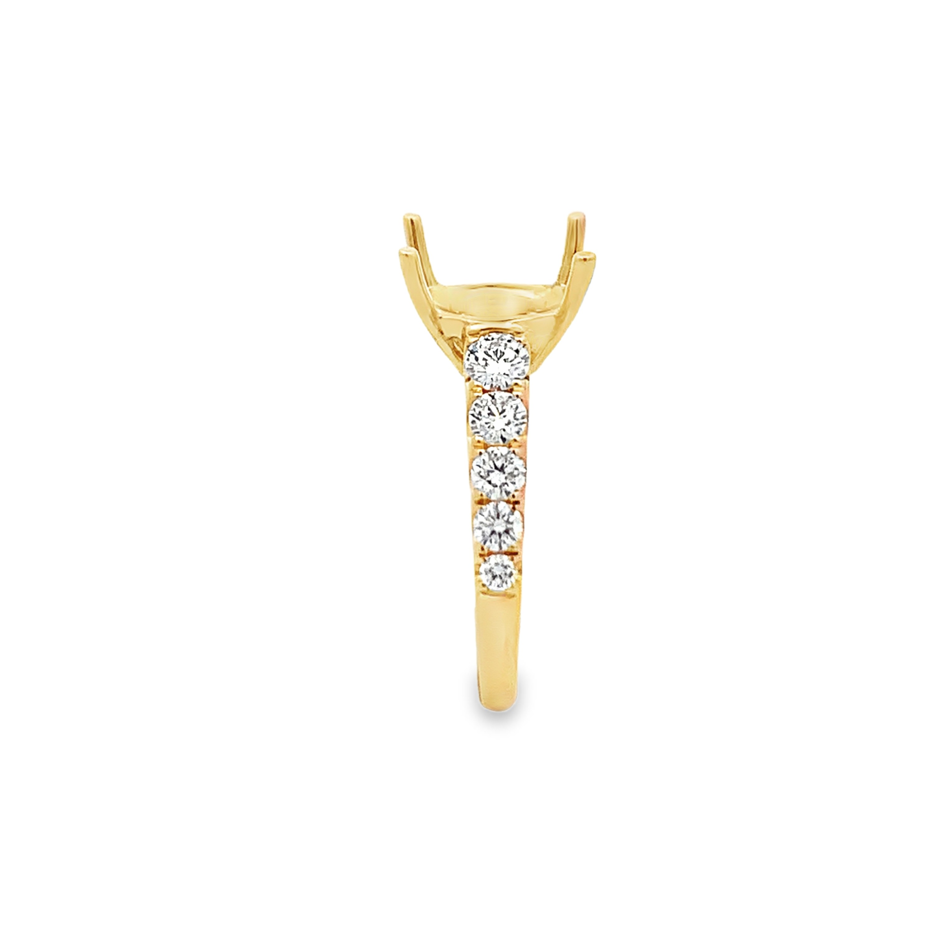 18K Yellow Gold Diamond Oval Center Semi-Mount Engagement Ring