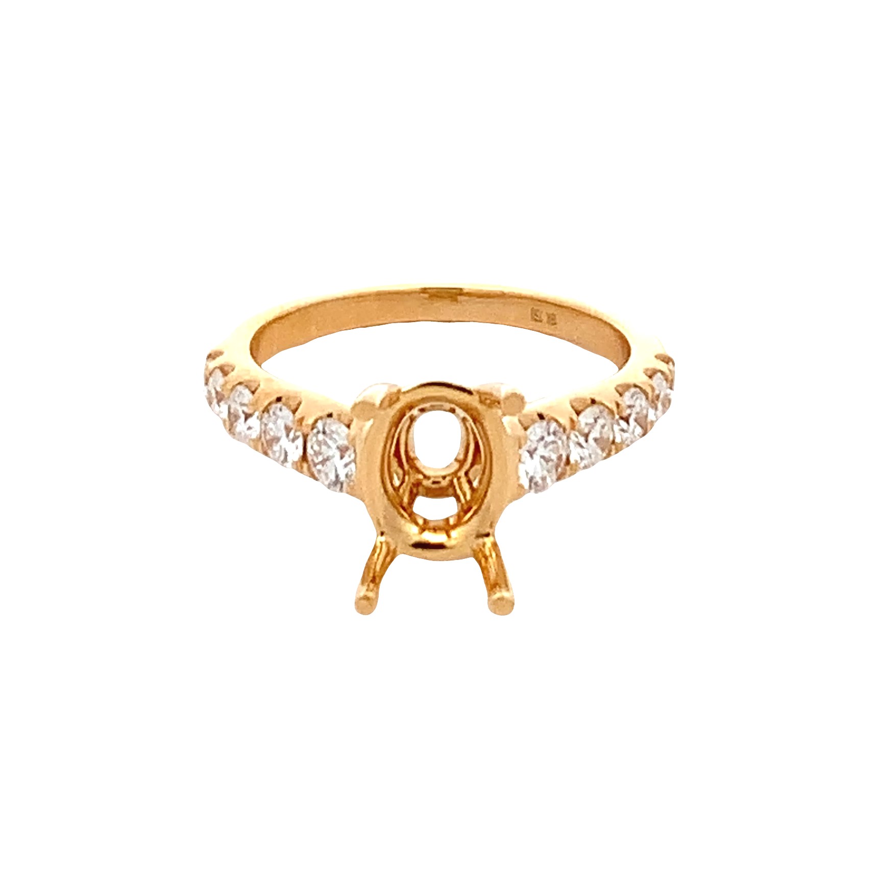 18K Yellow Gold Diamond Oval Center Semi-Mount Engagement Ring