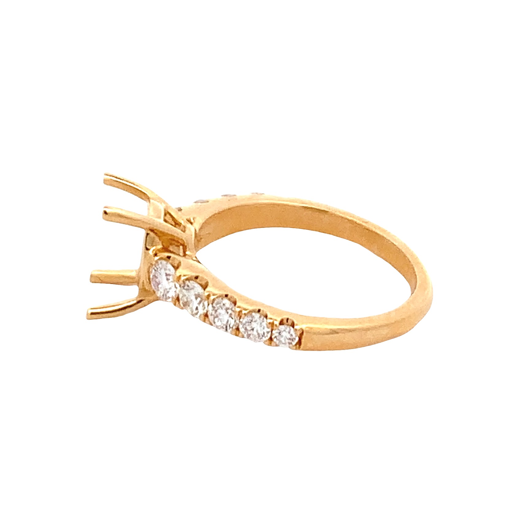 18K Yellow Gold Diamond Oval Center Semi-Mount Engagement Ring