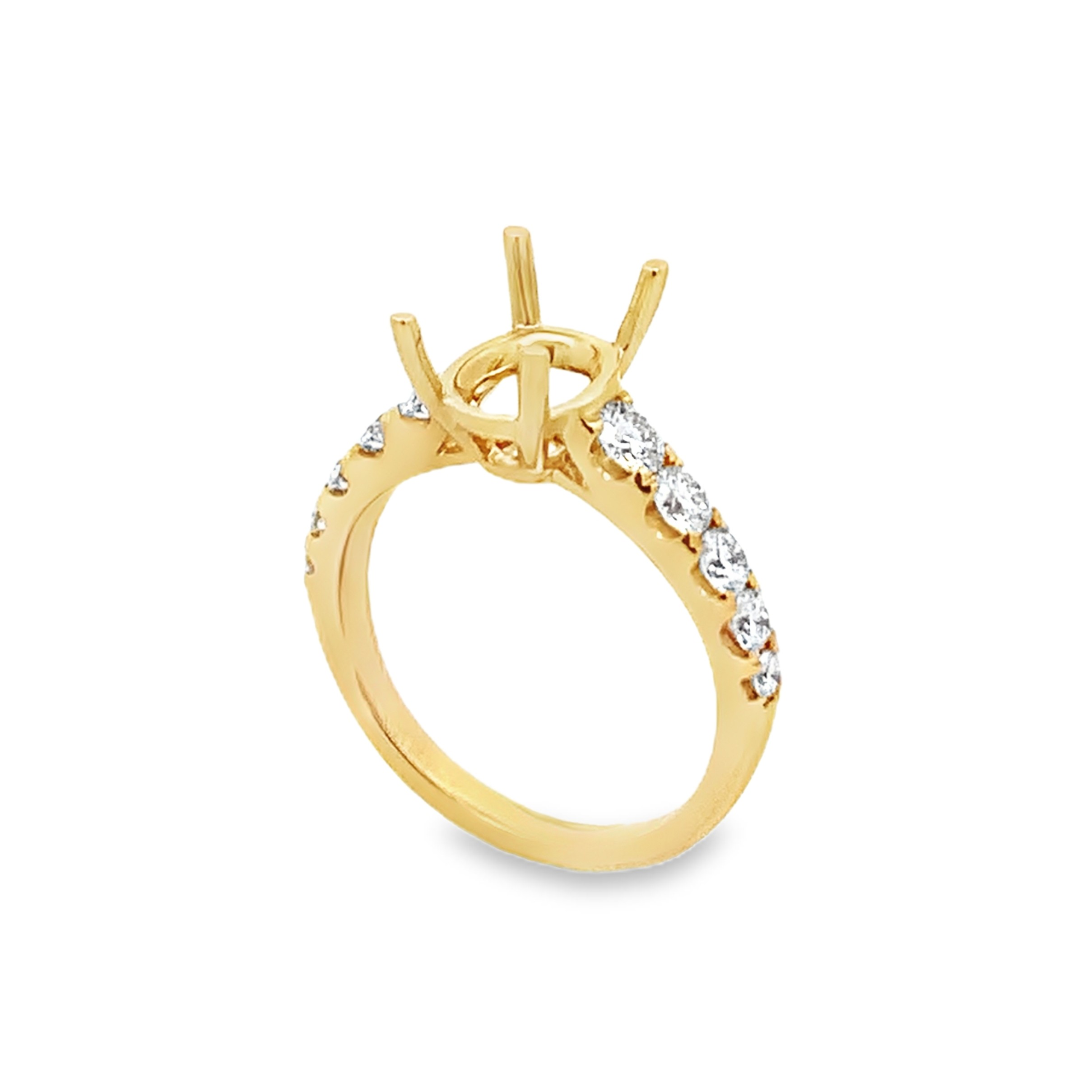 18K Yellow Gold Diamond Oval Center Semi-Mount Engagement Ring