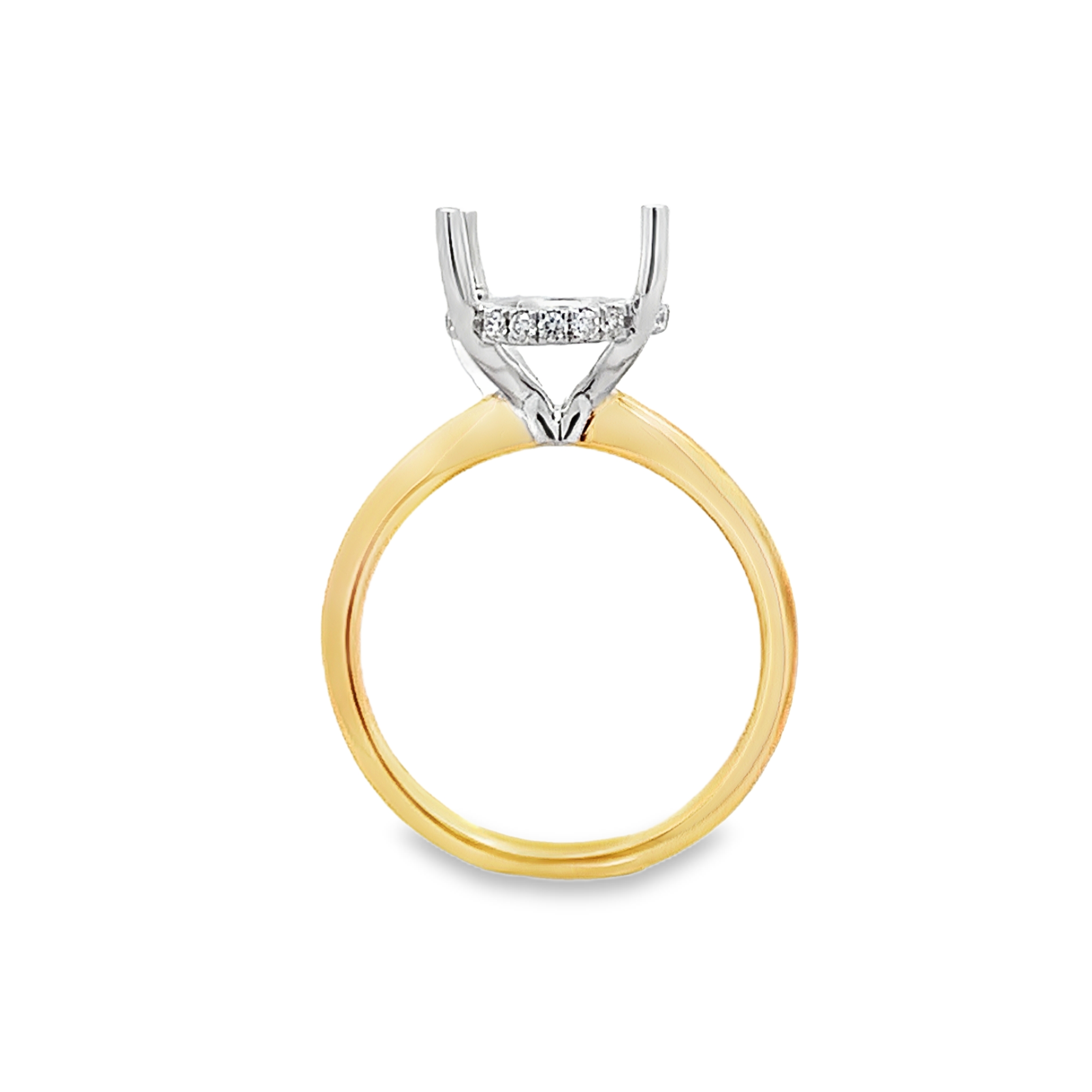 18K Two-Tone Oval Center Diamond Semi-Mount Engagement Ring