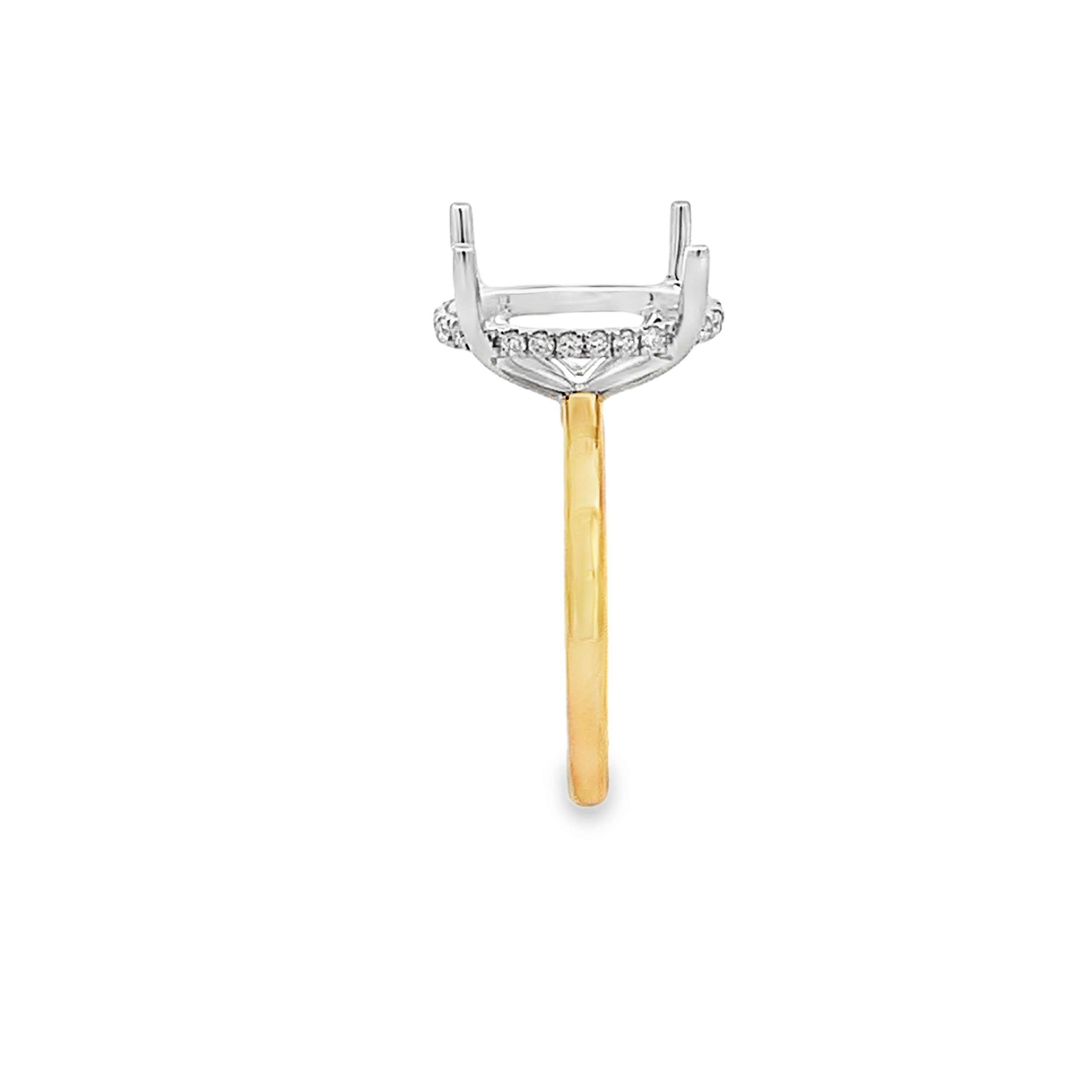 18K Two-Tone Oval Center Diamond Semi-Mount Engagement Ring