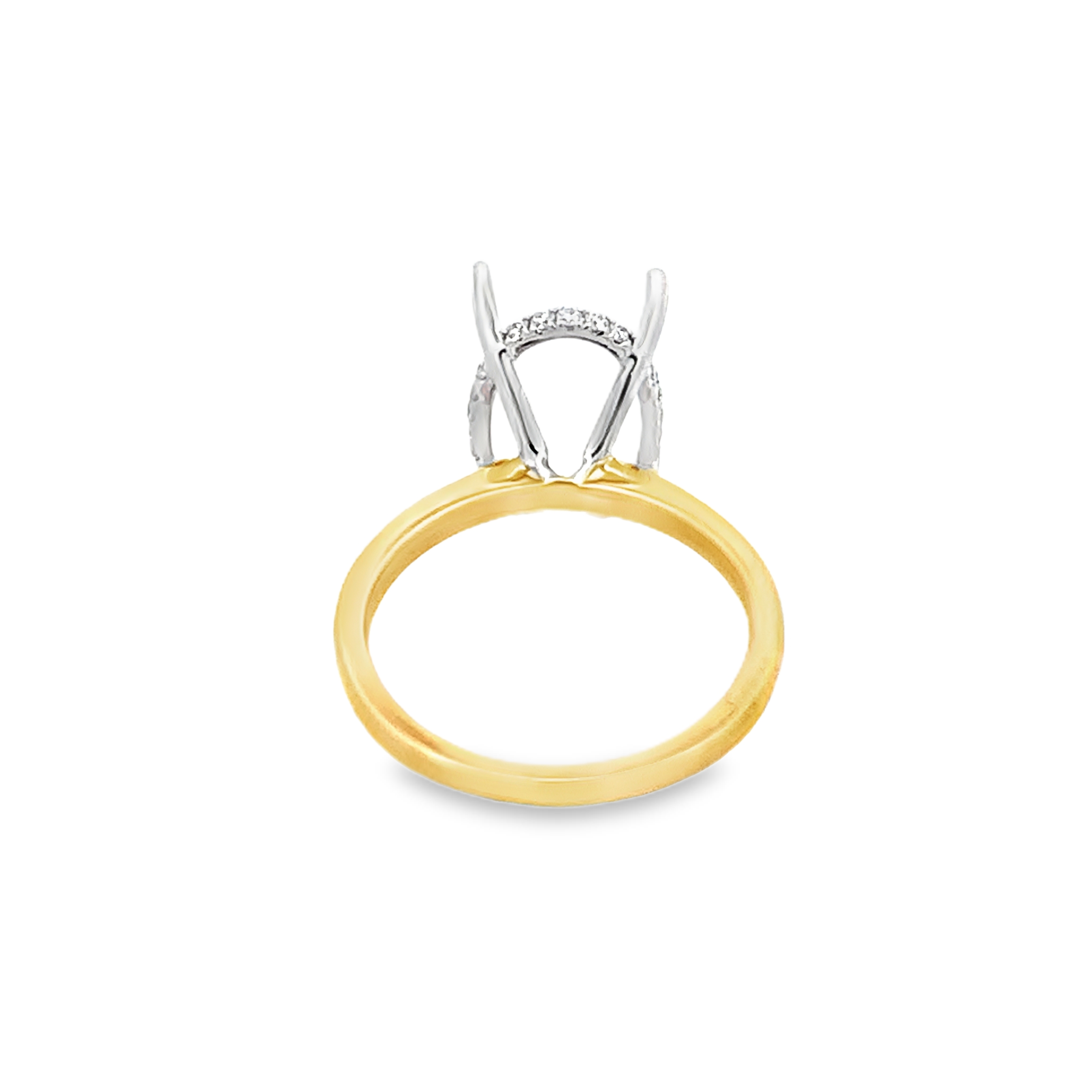 18K Two-Tone Oval Center Diamond Semi-Mount Engagement Ring