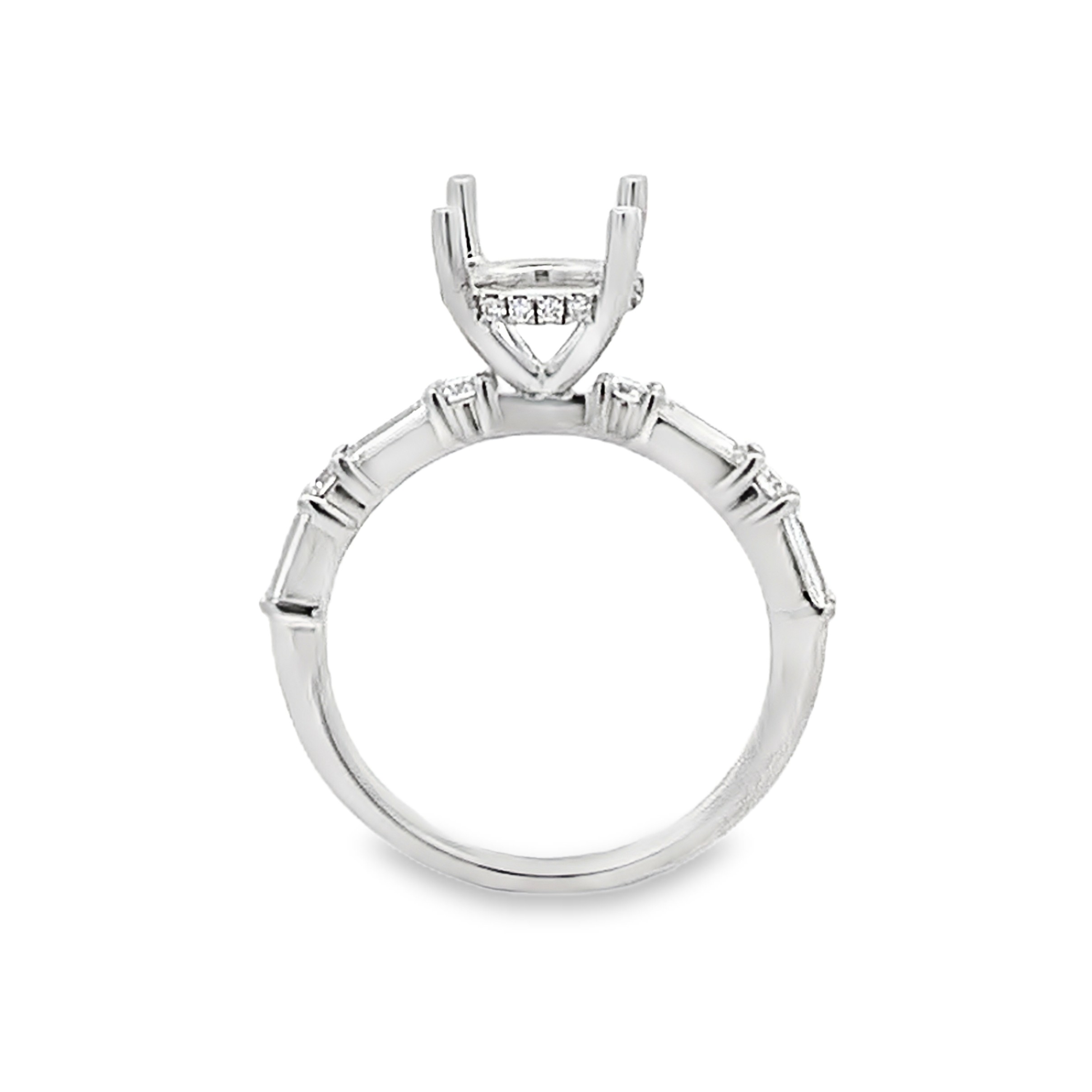 Platinum Diamond 2 Carat Round Center Semi-Mount Engagement Ring