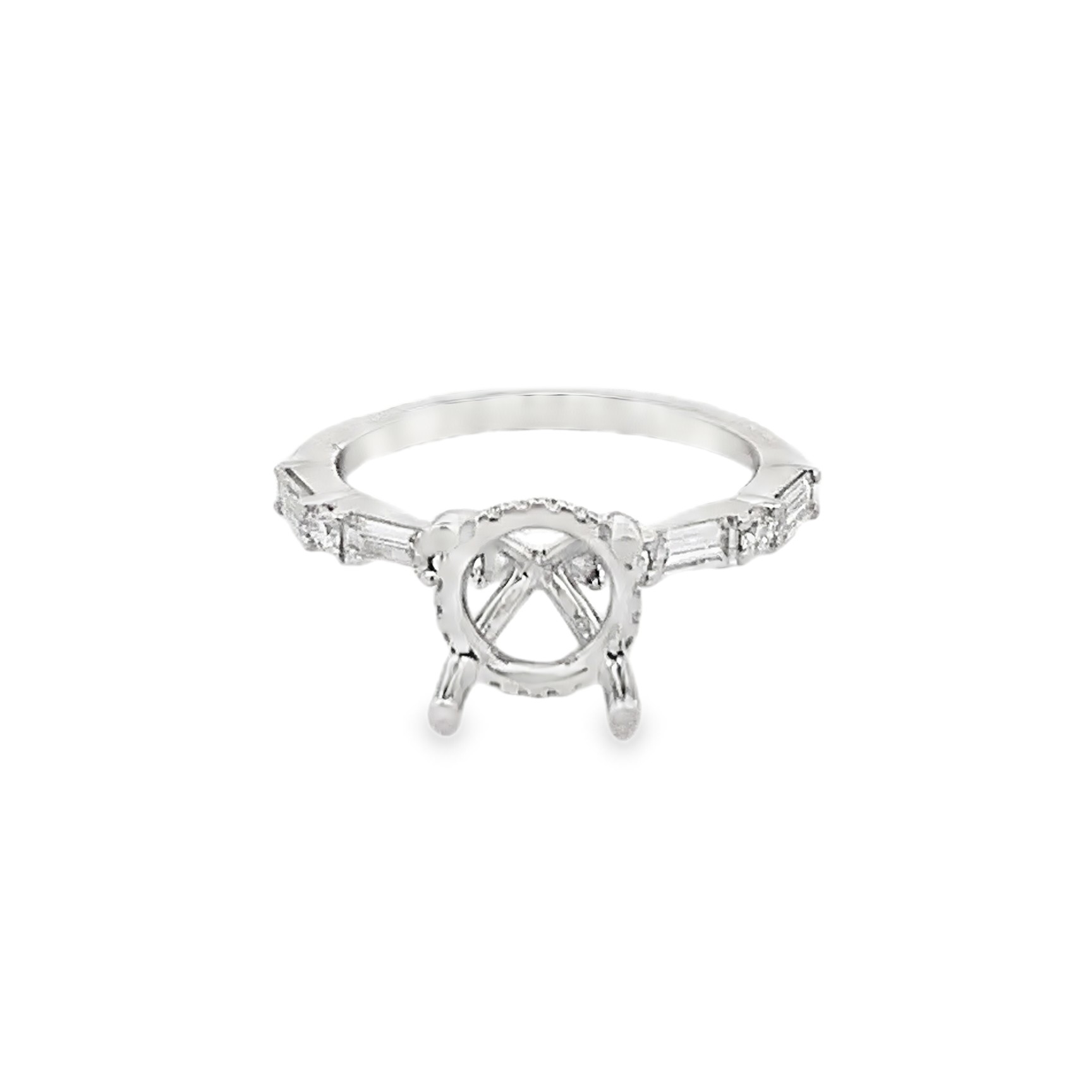 Platinum Diamond 2 Carat Round Center Semi-Mount Engagement Ring