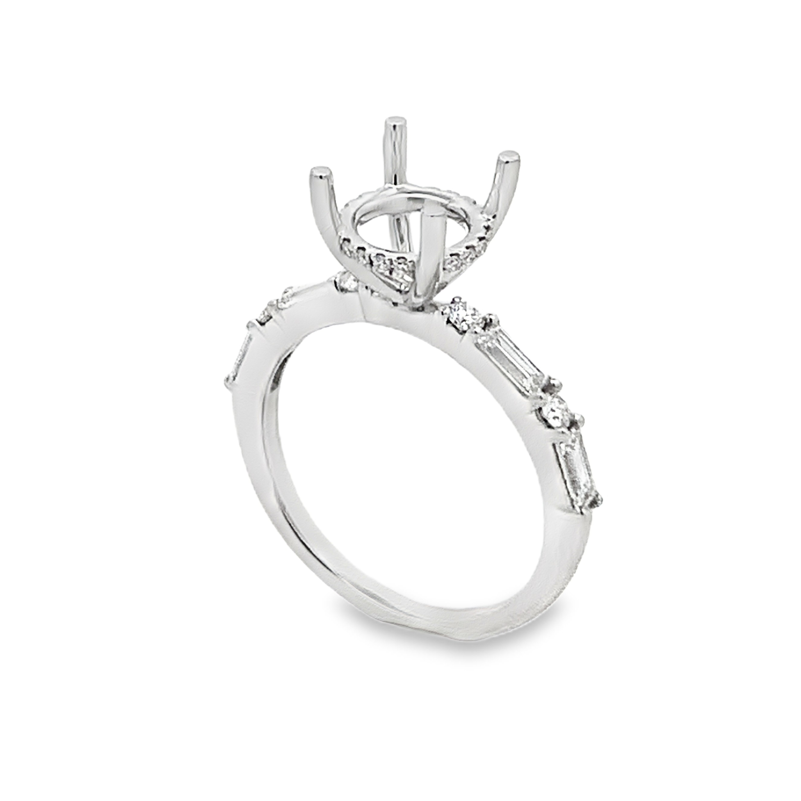 Platinum Diamond 2 Carat Round Center Semi-Mount Engagement Ring