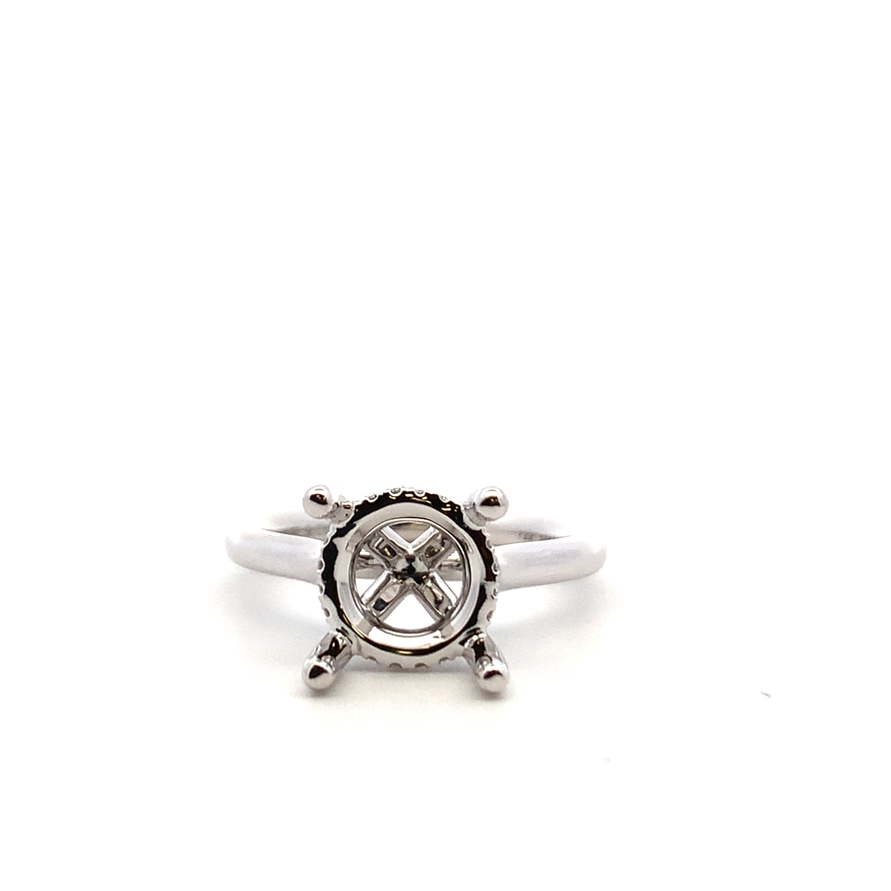 Gabriel & Co. 14 Karat White Gold Diamond Semi-Mount Ring with 16 Round Diamonds 0.06 CTW G-H SI