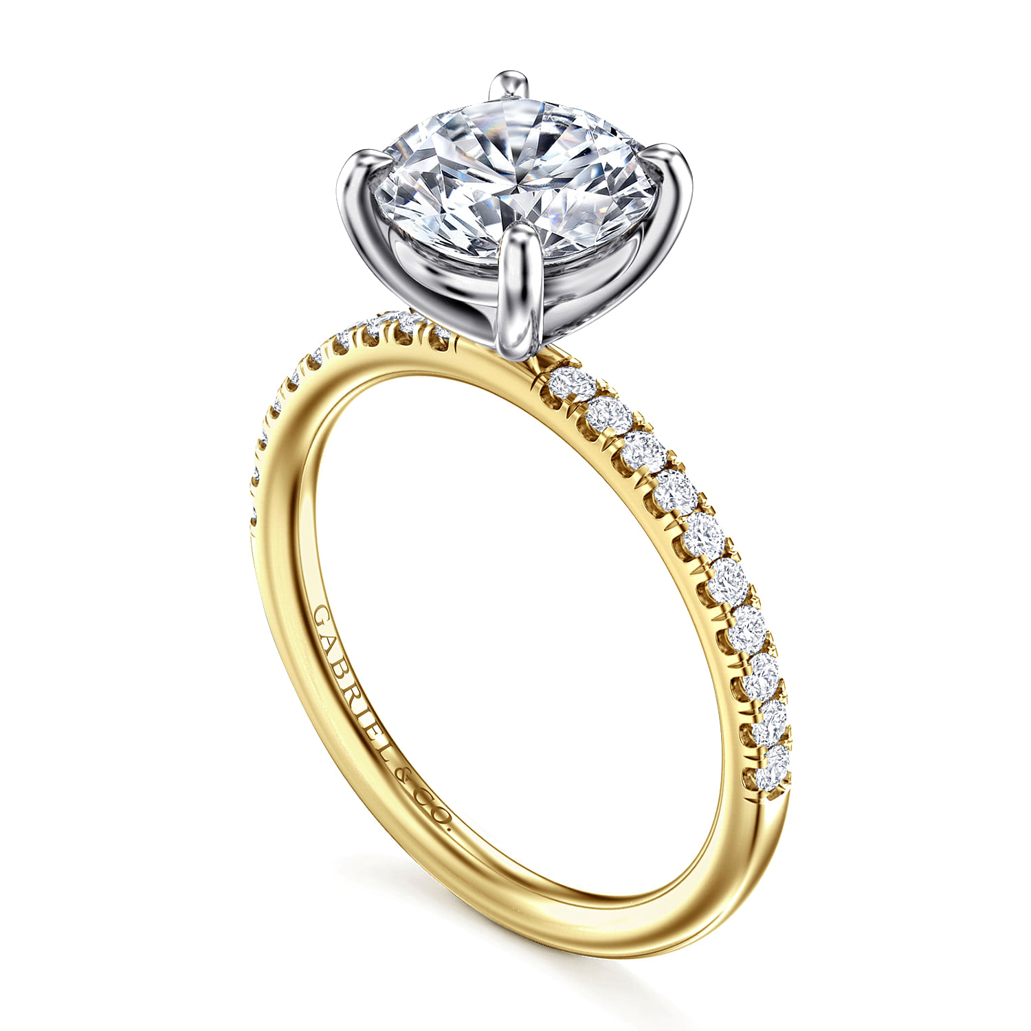 Gabriel & Co. 14K Two-Tone Diamond Band Engagement Ring Setting