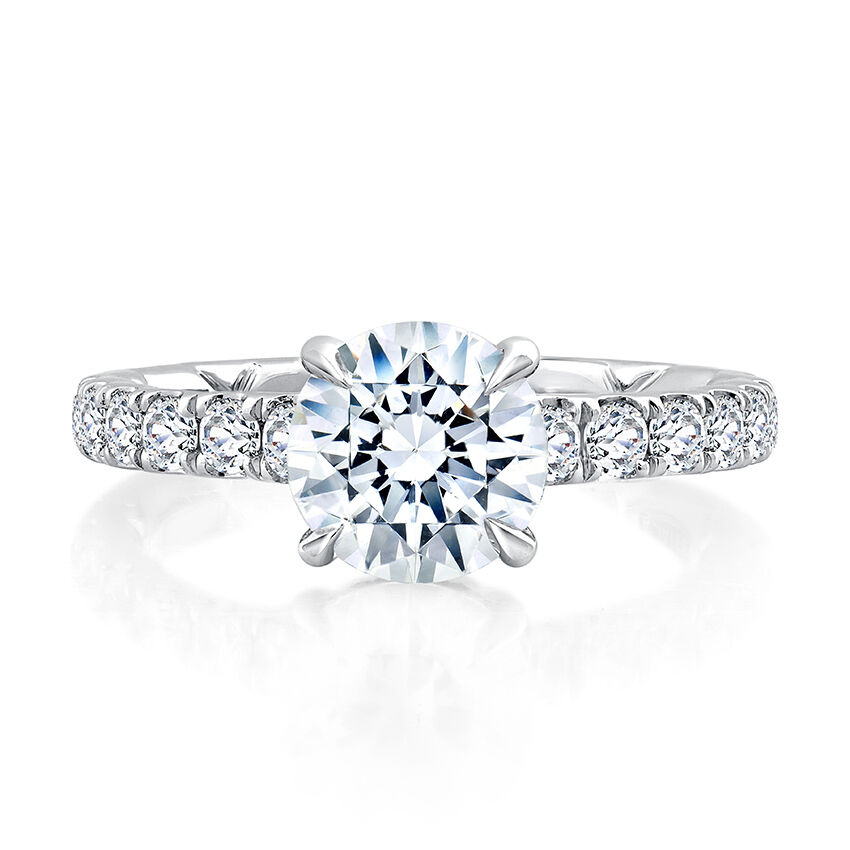 A. Jaffe Platinum Hidden Halo Quilted Engagement Ring Setting