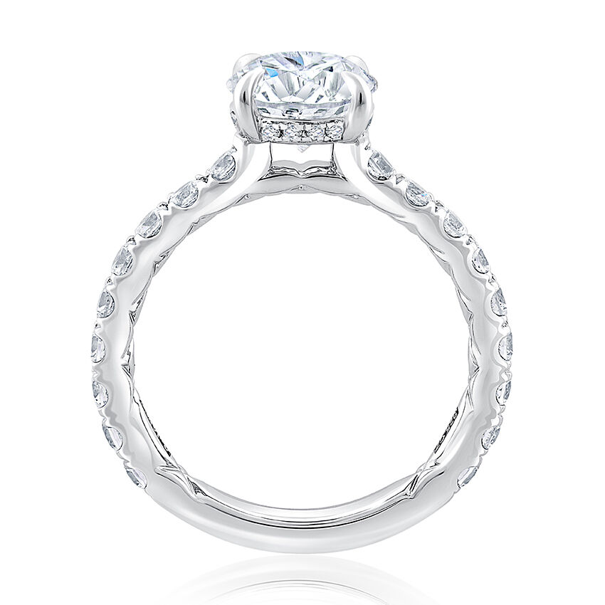 A. Jaffe Platinum Hidden Halo Quilted Engagement Ring Setting