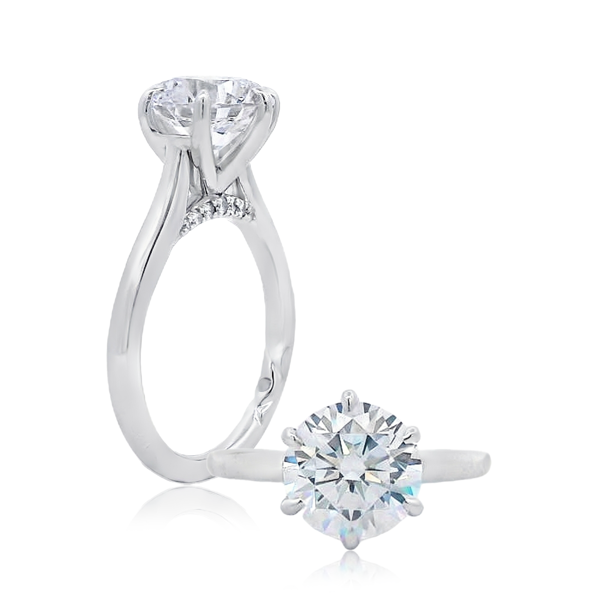 A. Jaffe 14K White Gold 6-Prong Diamond Engagement Ring Setting