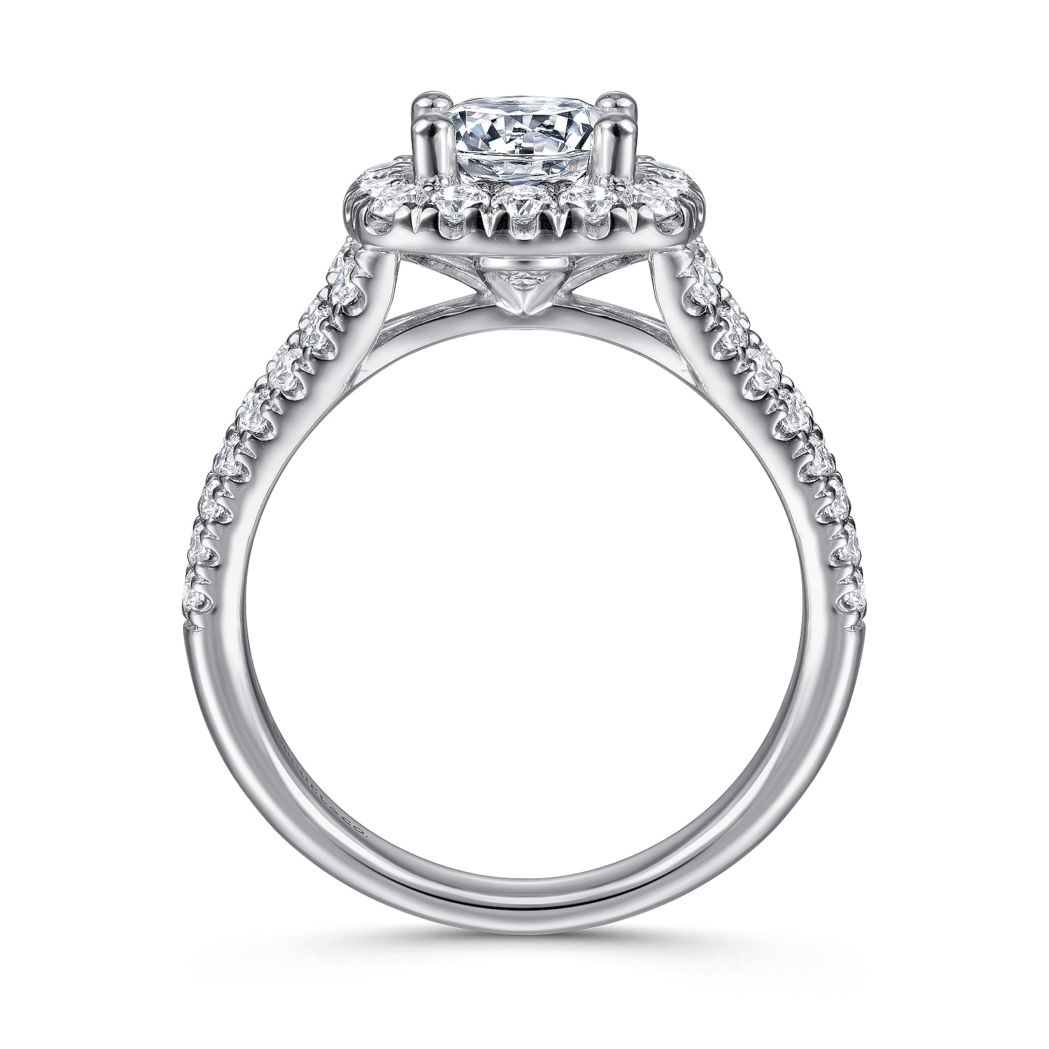 Gabriel & Co. 14K White Gold Contemporary Cushion Halo Round Diamond Semi Mount