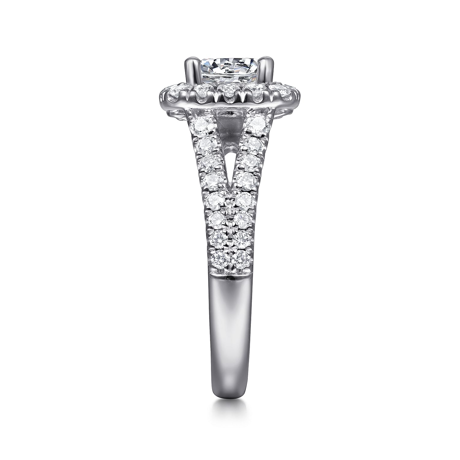 Gabriel & Co. 14K White Gold Contemporary Cushion Halo Round Diamond Semi Mount