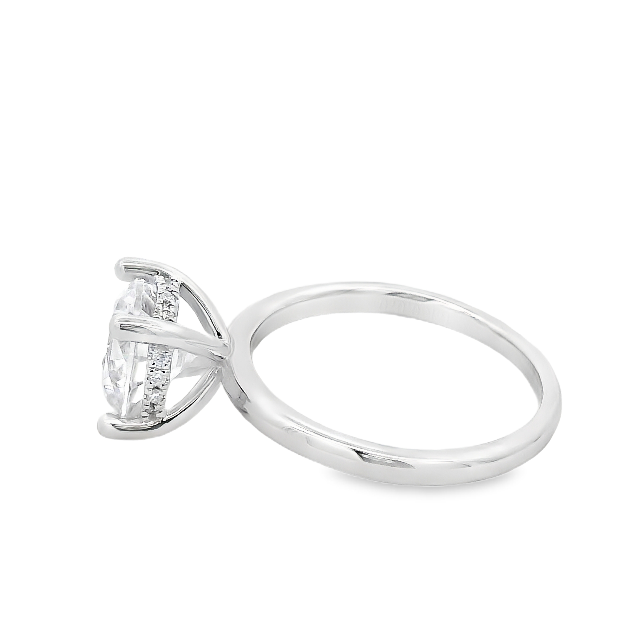 14K White Gold Diamond Hidden Halo Solitaire Engagement Ring Setting