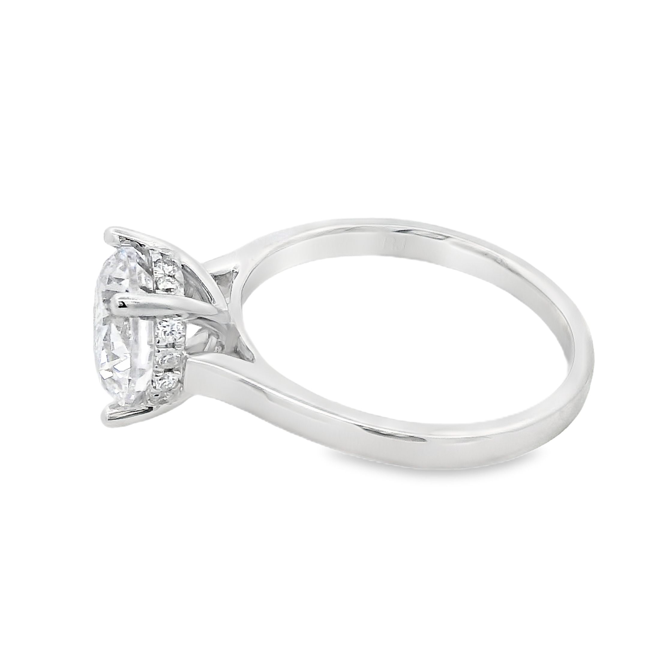 14K White Gold Hidden Halo Engagement Ring Setting