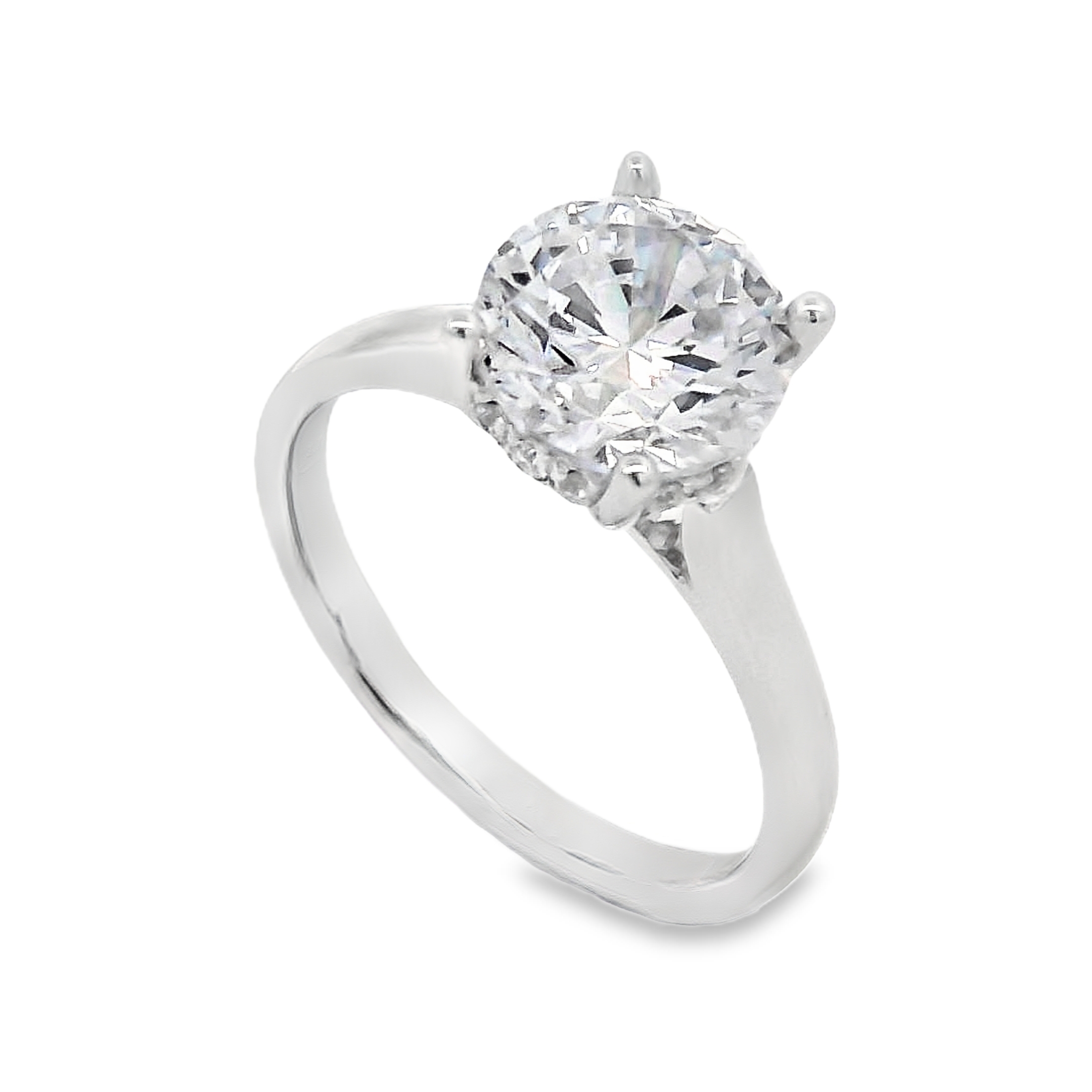 14K White Gold Hidden Halo Engagement Ring Setting
