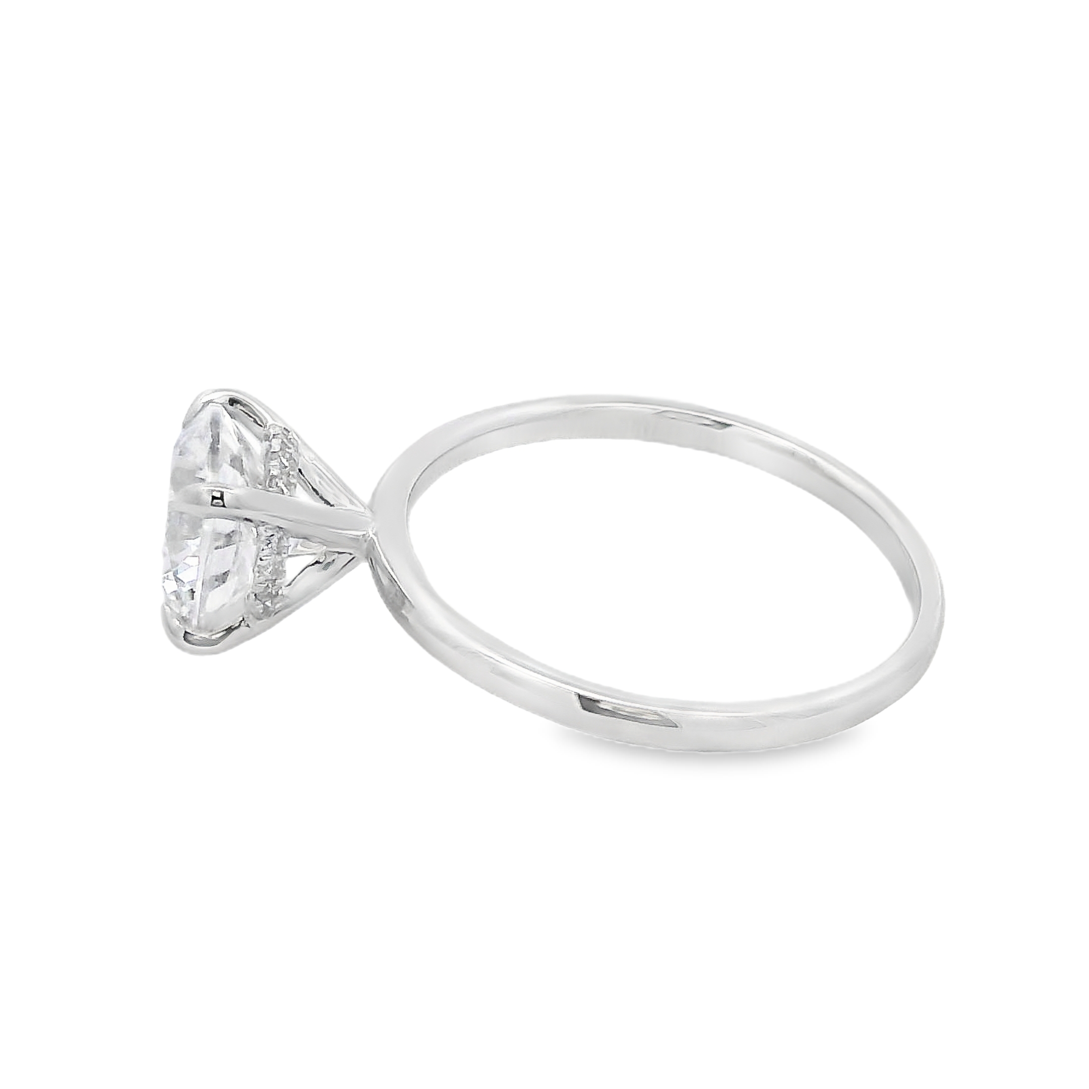 14K White Gold Hidden Halo Diamond Solitaire Engagement Ring Setting