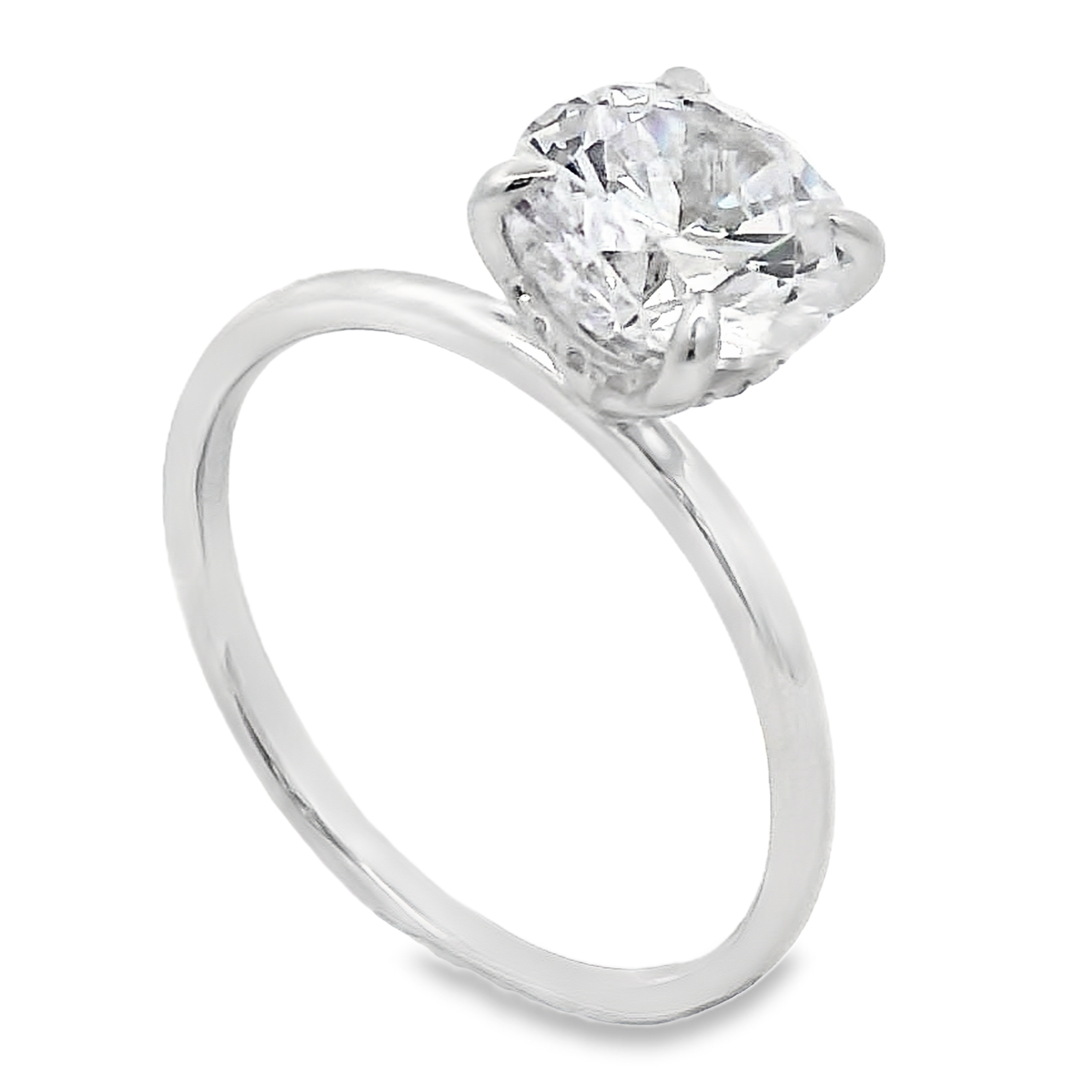 14K White Gold Hidden Halo Diamond Solitaire Engagement Ring Setting