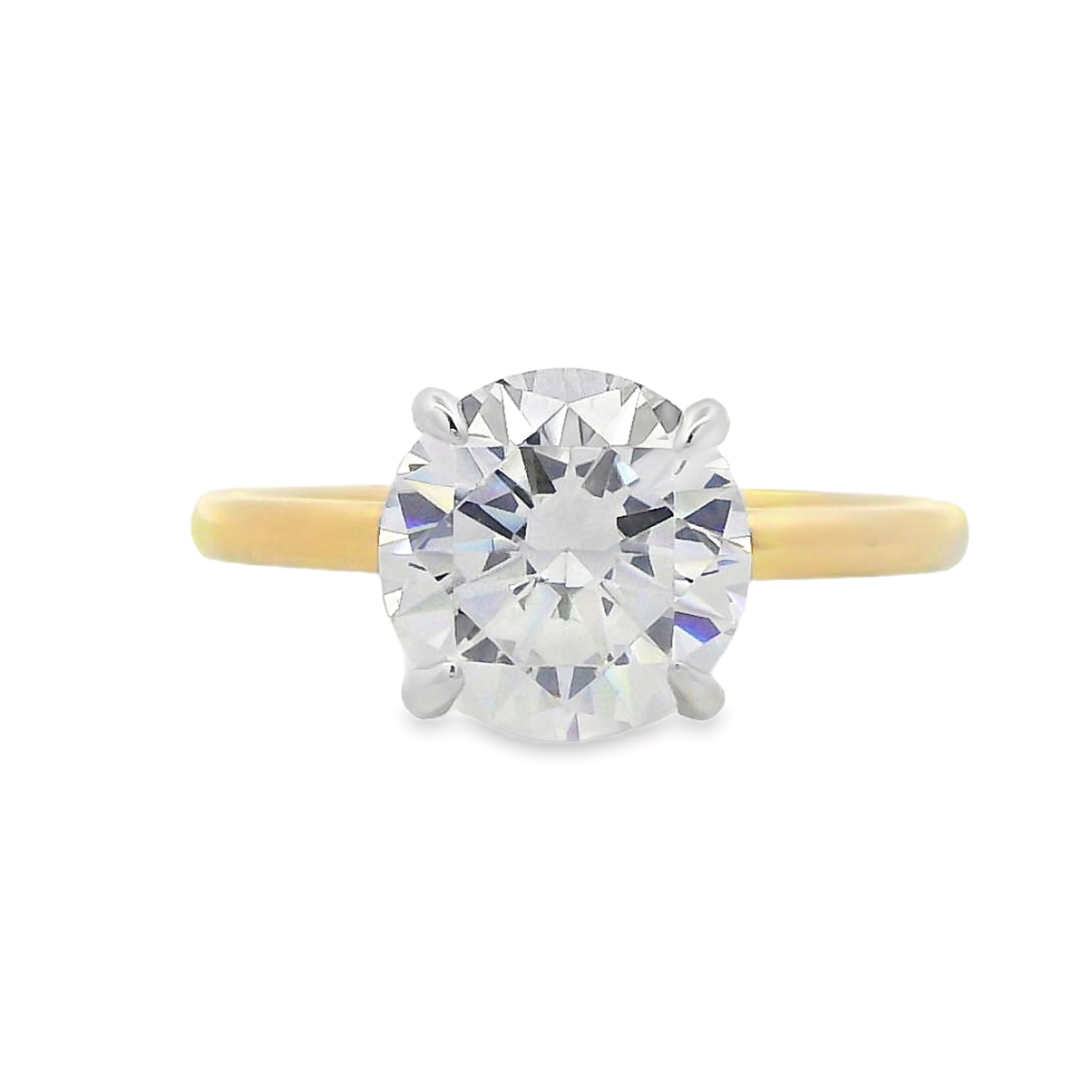 14K Two-Tone Hidden Halo Diamond Solitaire Engagement Ring Setting