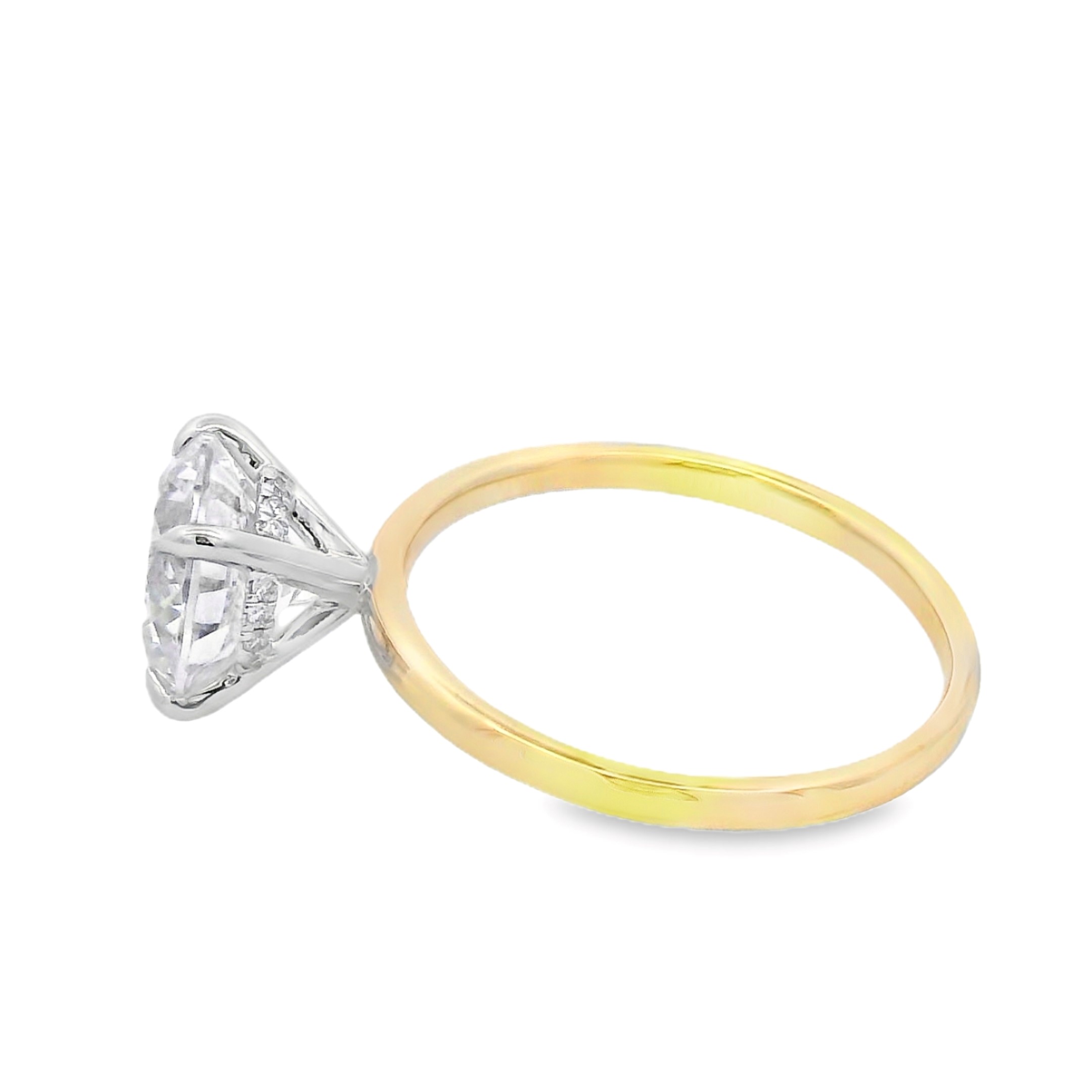 14K Two-Tone Hidden Halo Diamond Solitaire Engagement Ring Setting