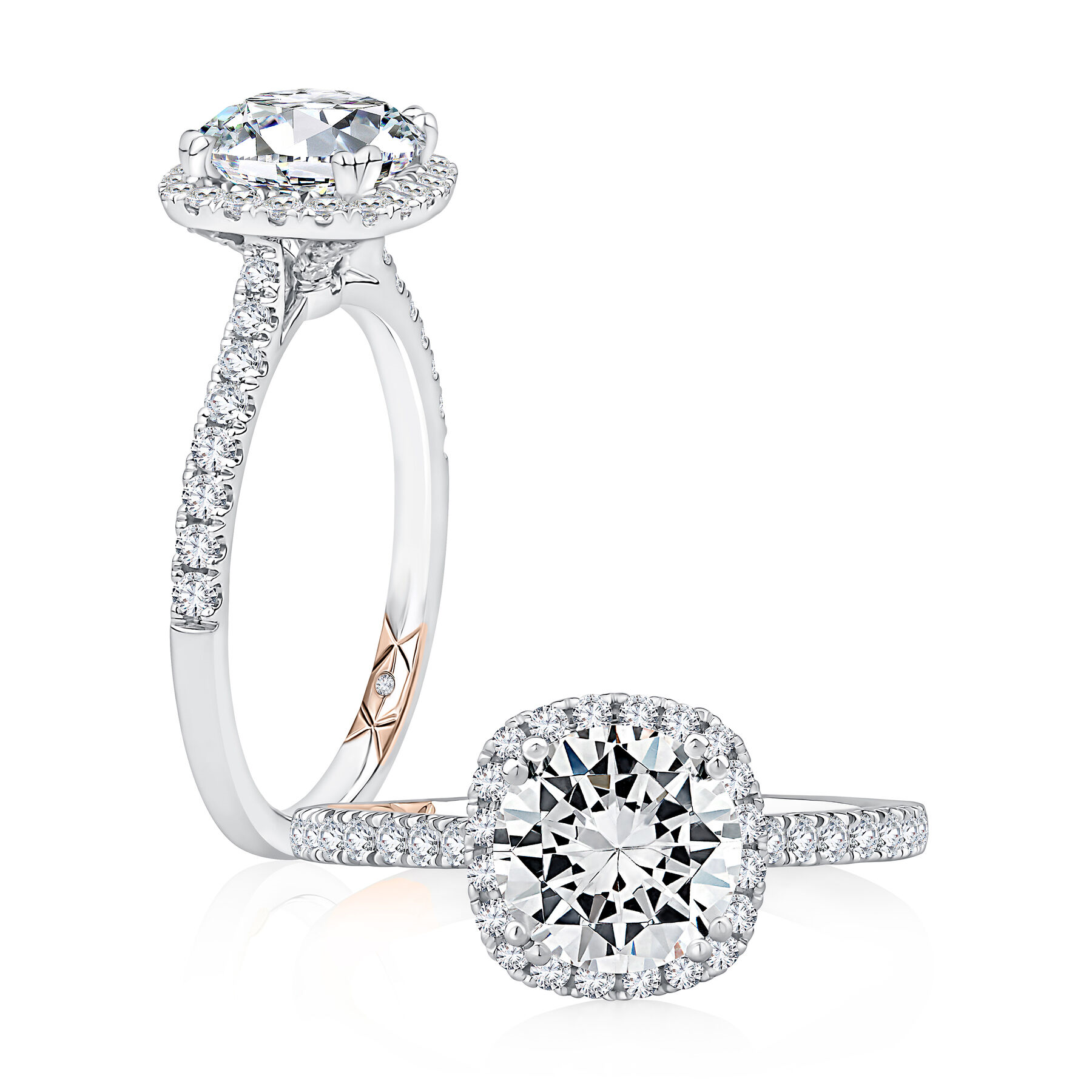 A. Jaffe 14K White Gold Diamond Cushion-Shaped Halo Engagement Ring Setting
