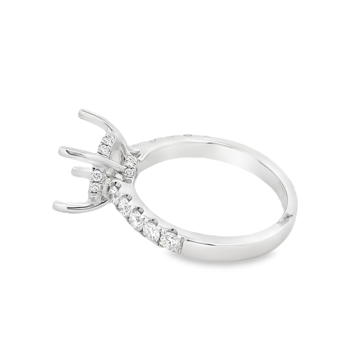 18K White Gold Diamond Shank & Gallery Rail Engagement Ring Setting