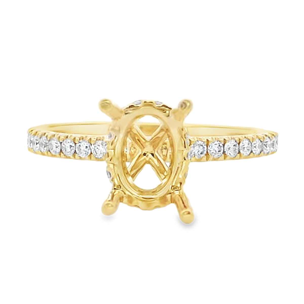 18K Yellow Gold Diamond Shank Engagement Ring Setting