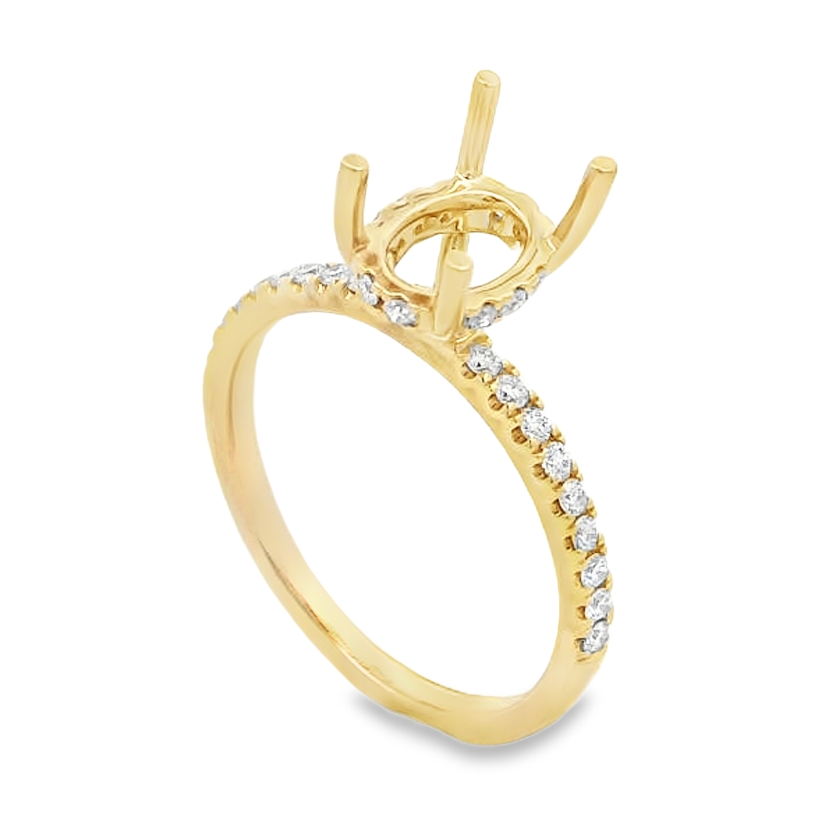 18K Yellow Gold Diamond Shank Engagement Ring Setting