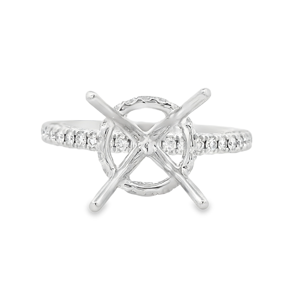 18K White Gold Diamond Hidden Halo Engagement Ring Setting