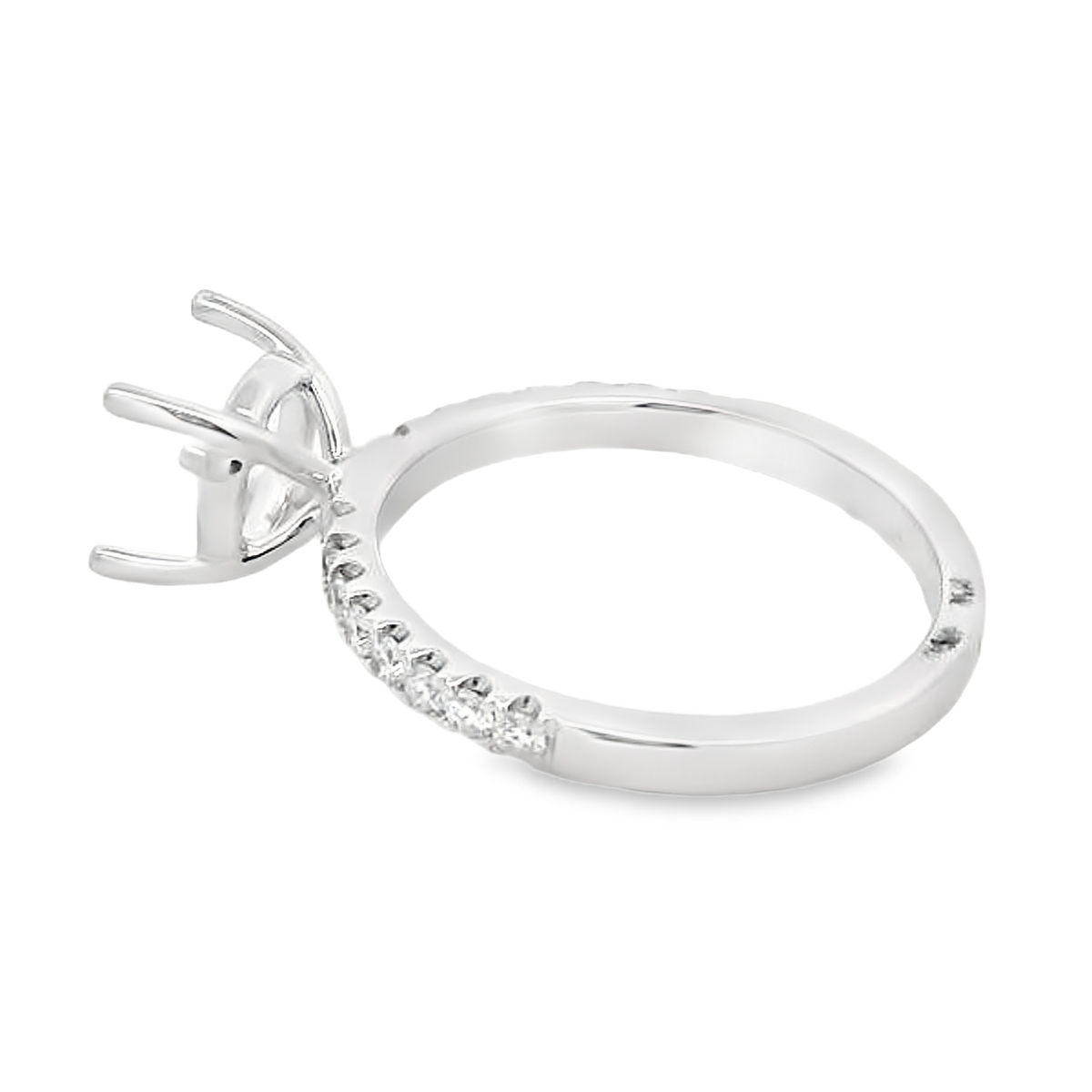 18K White Gold Diamond Single Shank Engagement Ring Setting