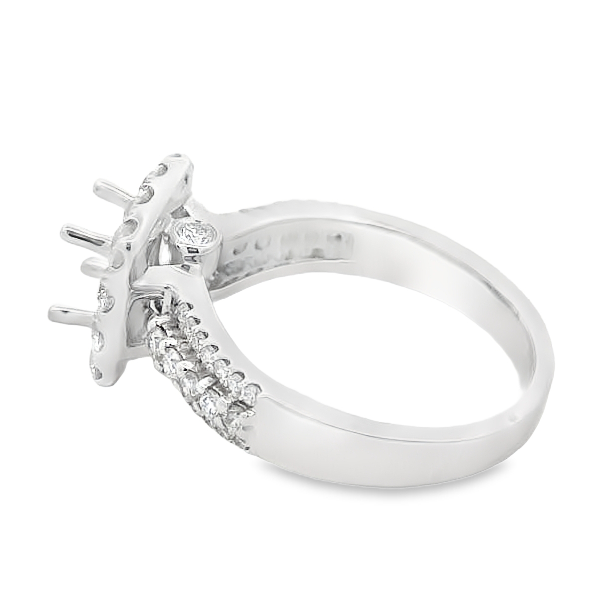 18K White Gold Diamond Cushion-Shaped Halo Engagement Ring Setting