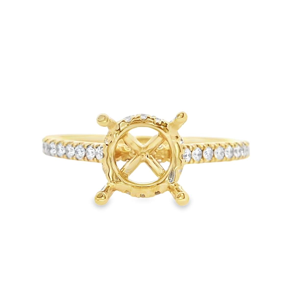 18K Yellow Gold Diamond Bridge & Band Engagement Ring Setting