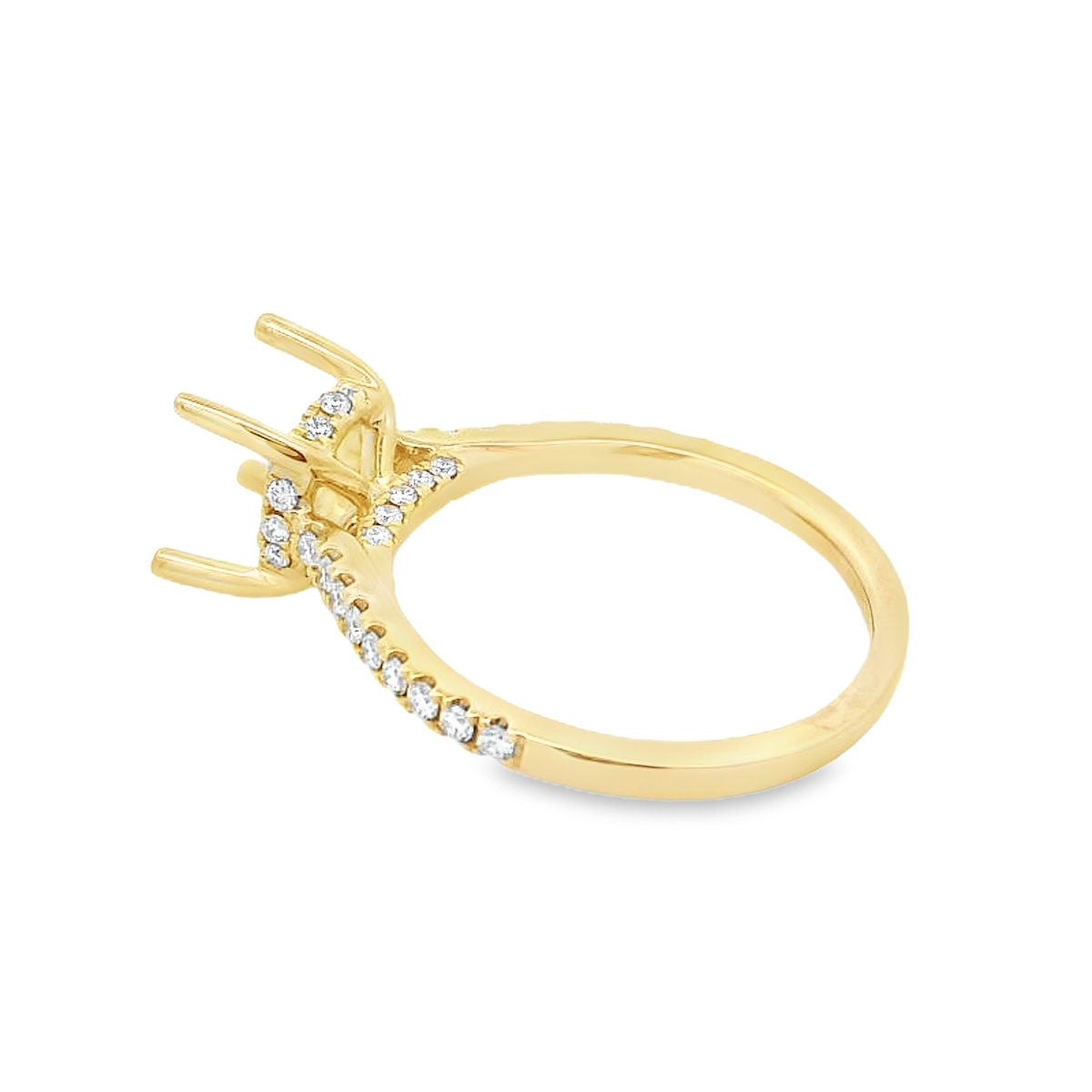 18K Yellow Gold Diamond Bridge & Band Engagement Ring Setting