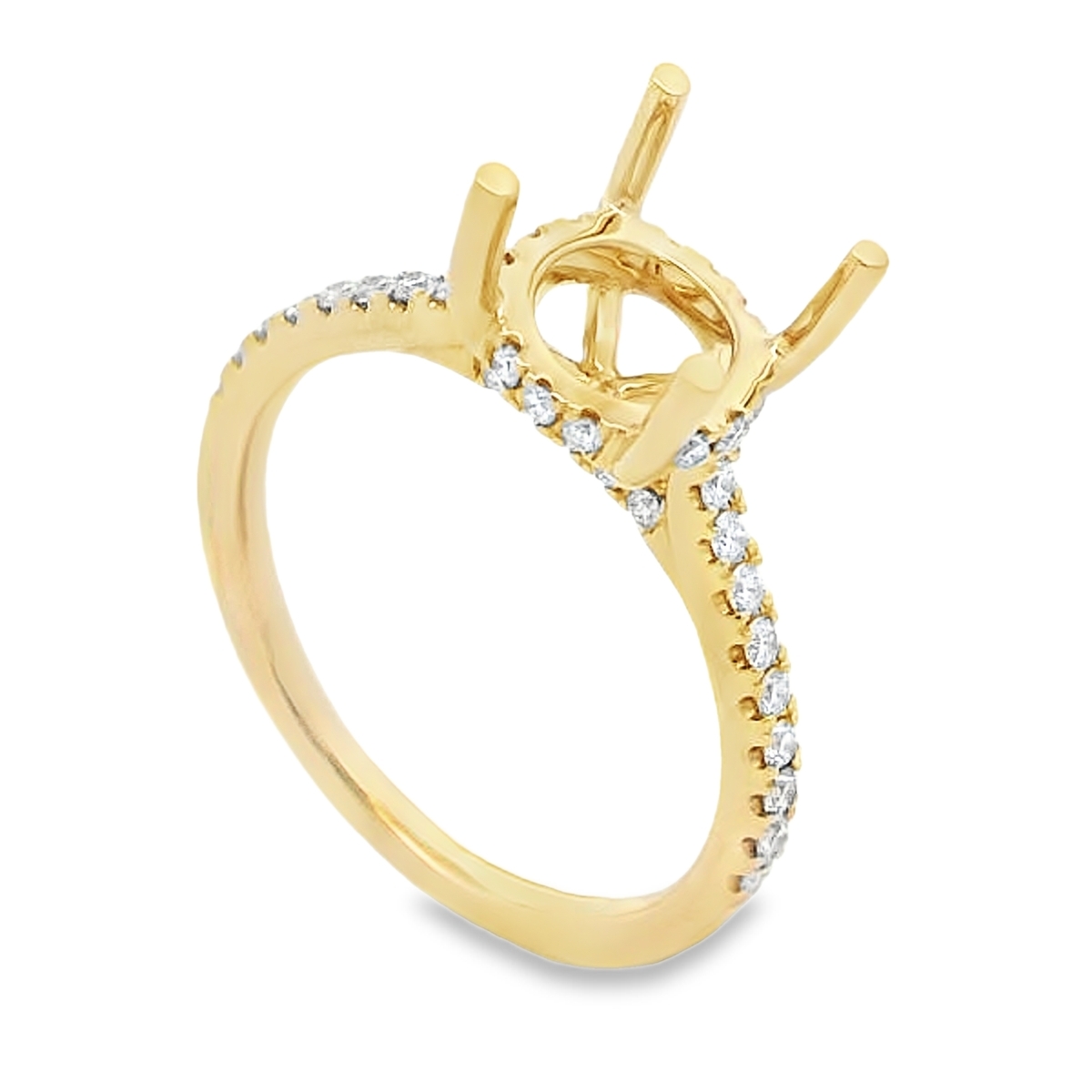 18K Yellow Gold Diamond Bridge & Band Engagement Ring Setting