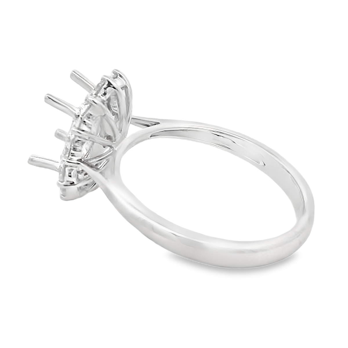 18K White Gold Diamond Burst Halo Engagement Ring Setting