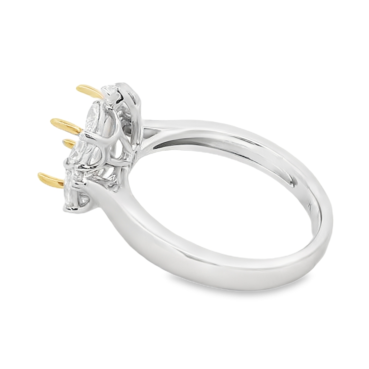 18K White & Yellow Gold Diamond Burst Oval Halo Engagement Ring Setting